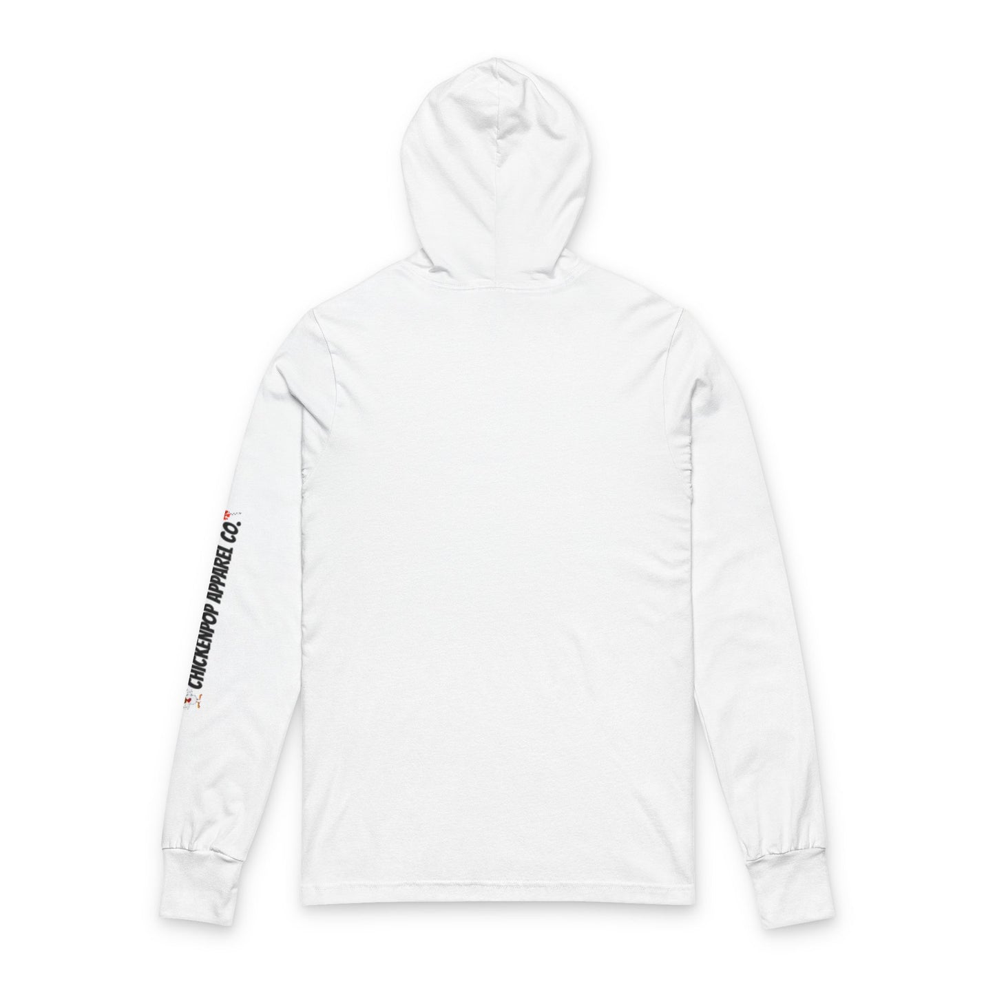 Coop Wars Long Sleeve Hooded T-Shirt – Unisex Lightweight Hoodie Tee with ChickenPop Sleeve Logo | Funny Political Graphic Pullover for Everyday Rebels