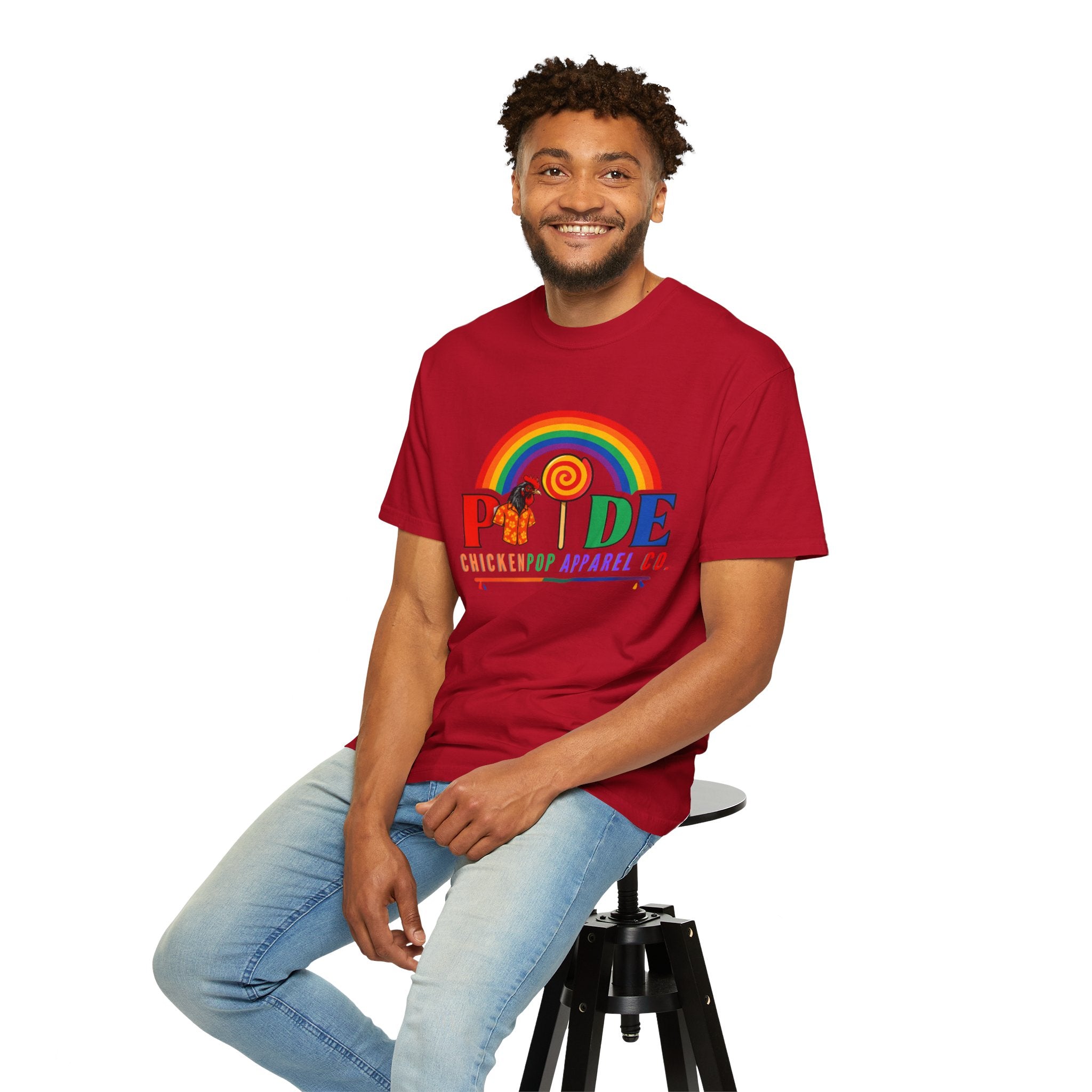 Pride Rainbow Lollipop T-Shirt — "PRIDE" ChickenPop Apparel Co. Graphic Tee