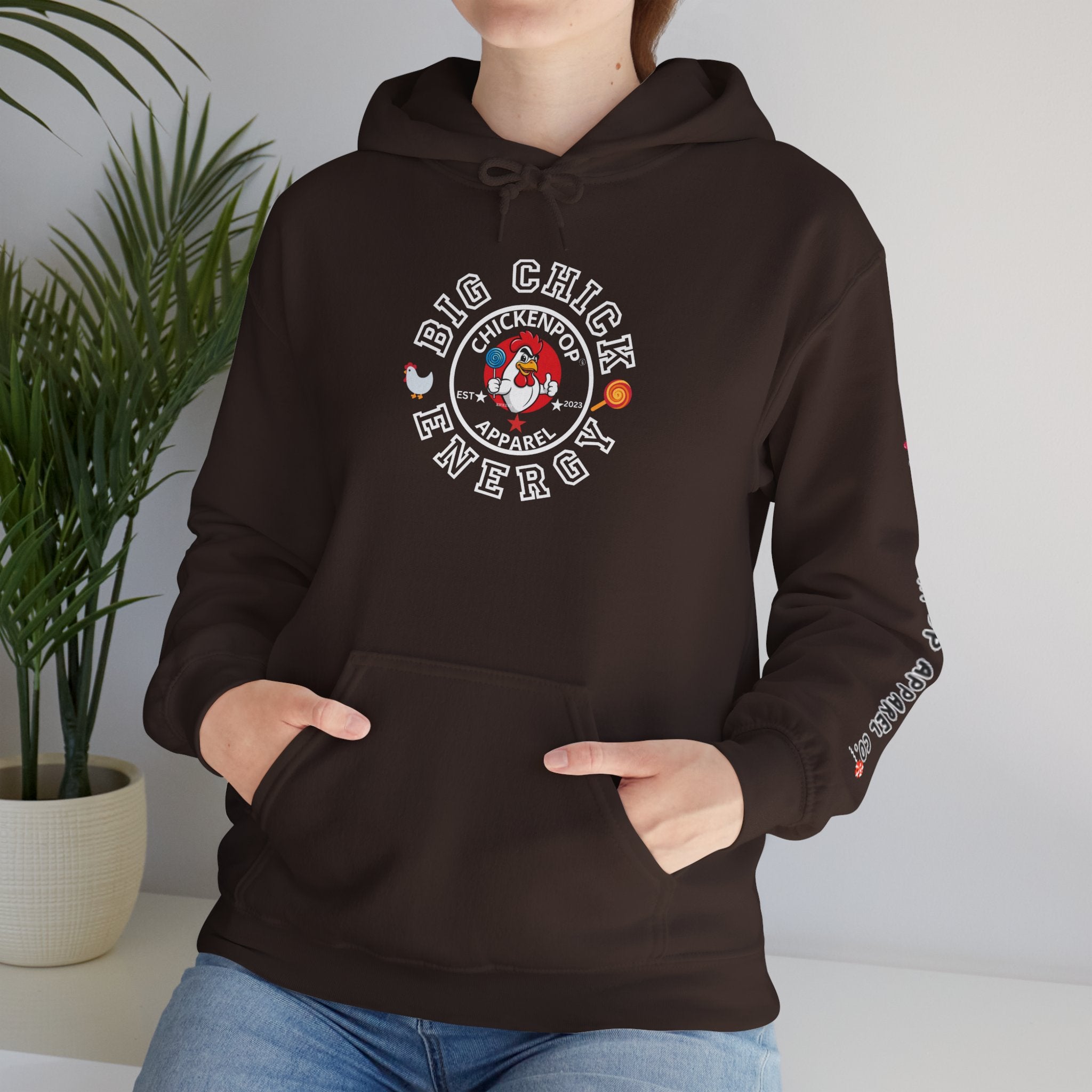 Big Chick Energy Unisex Hoodie — ChickenPop Apparel Logo Sweatshirt