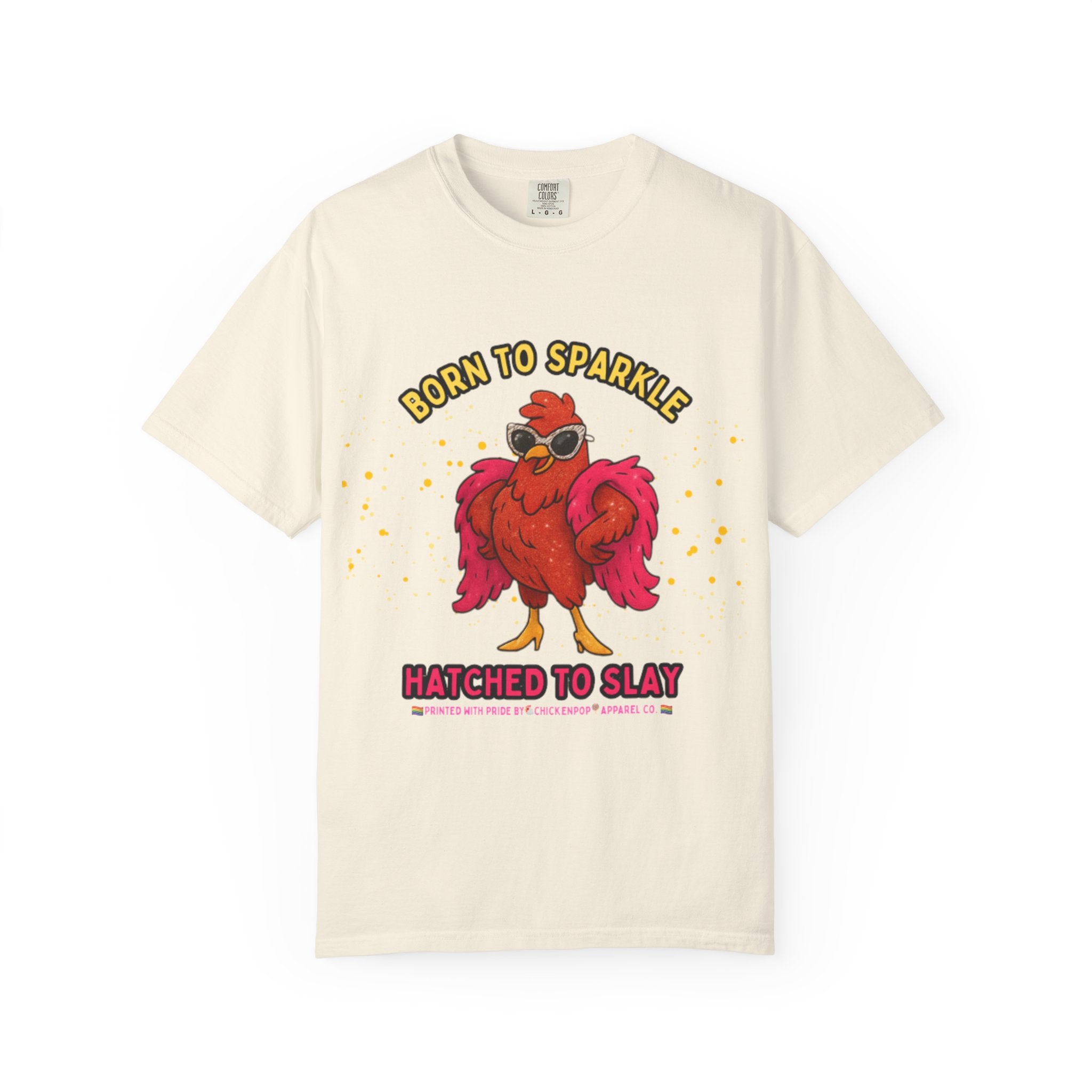 Pride LGBTQ Born to Sparkle Rooster T-Shirt — Hatched to Slay Graphic Tee
