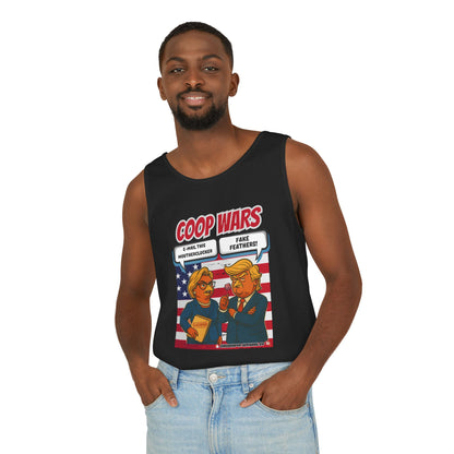 Coop Wars™ Unisex Tank Top – Hilaregg Cluckton vs. Cock-a-Doodle-Don | Political Satire Sleeveless Tee