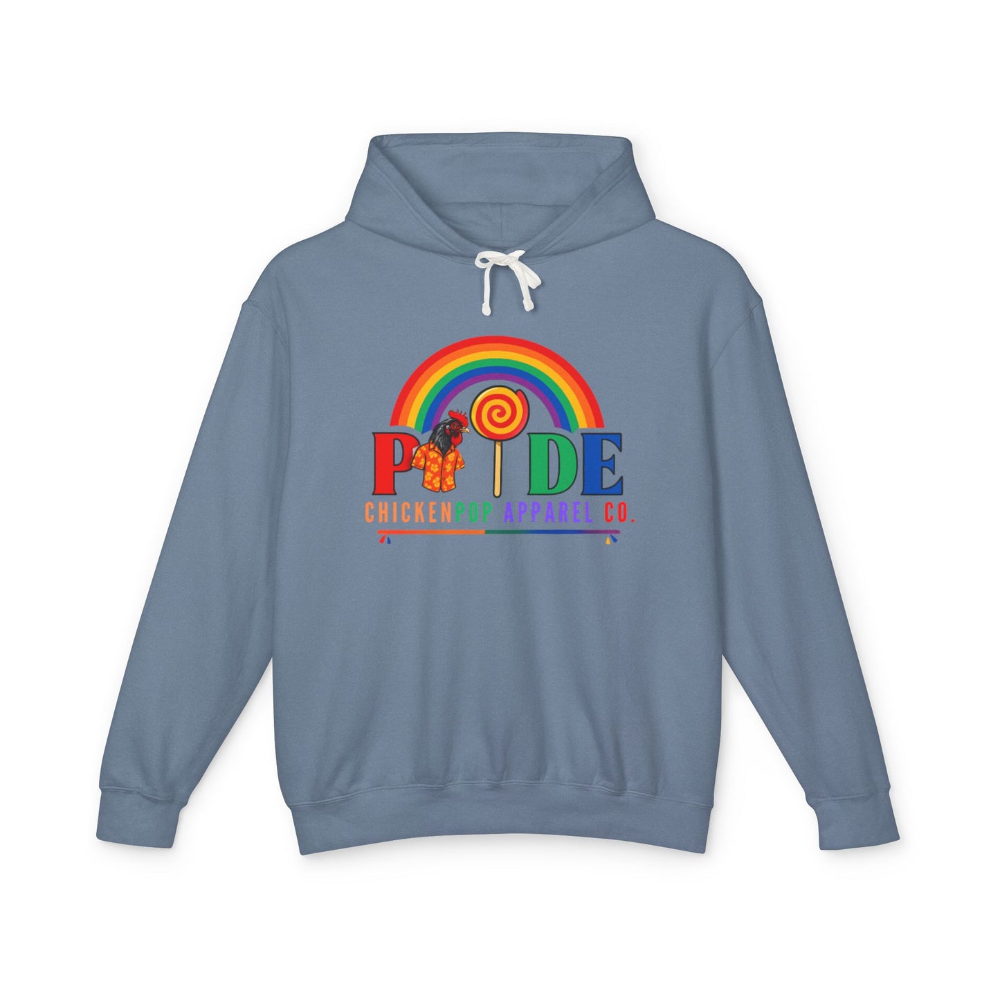 ChickenPop Apparel Co. Pride Rainbow Hoodie – Unisex LGBTQ Graphic Hoodie with Chicken & Lollipop Logo |