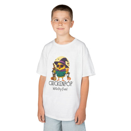 Sunny the Witchy Chick Kid’s Halloween Tee | ChickenPop Lil’ Cluckers Wicktastic Fun Shirt