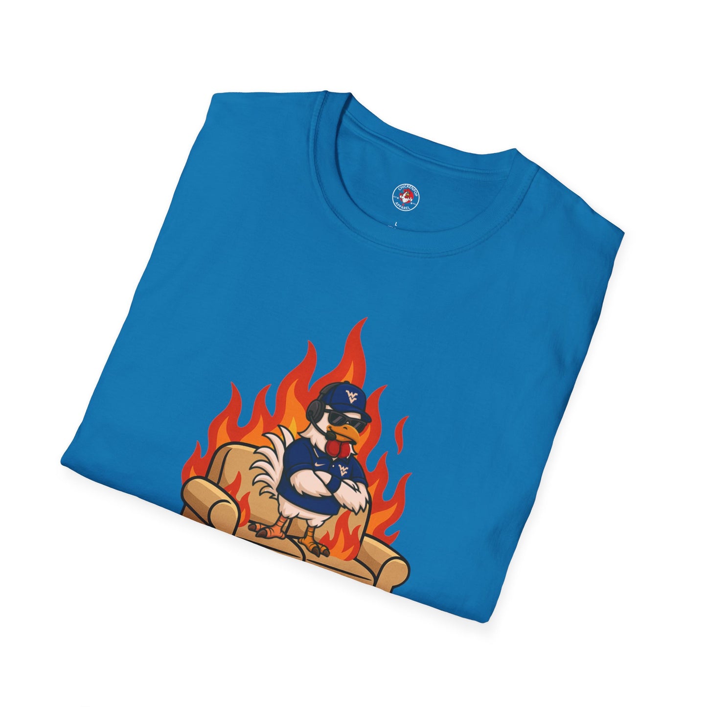 Big Rich Energy Couch Burning Shirt | Funny WVU Mountaineers Football Coach Tee | Morgantown Tradition Apparel