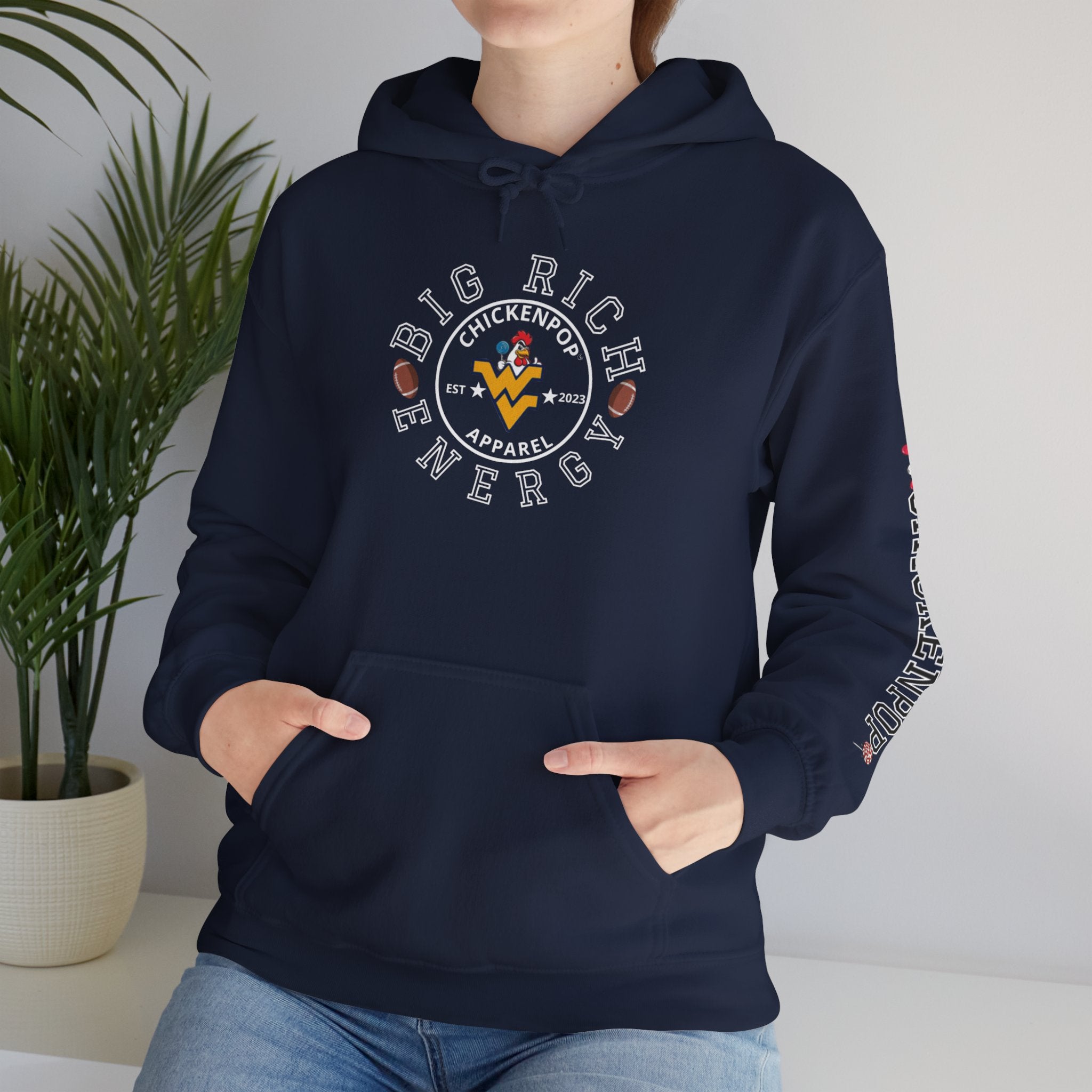 Big Rich Energy WV Logo Unisex Hoodie - ChickenPop Arm Logo Edition