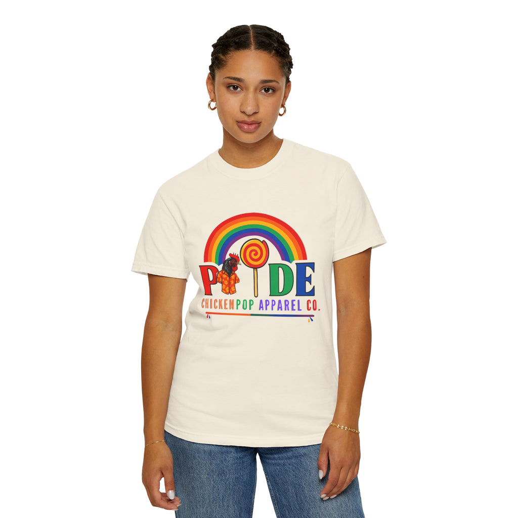 Pride Rainbow Lollipop T-Shirt — "PRIDE" ChickenPop Apparel Co. Graphic Tee