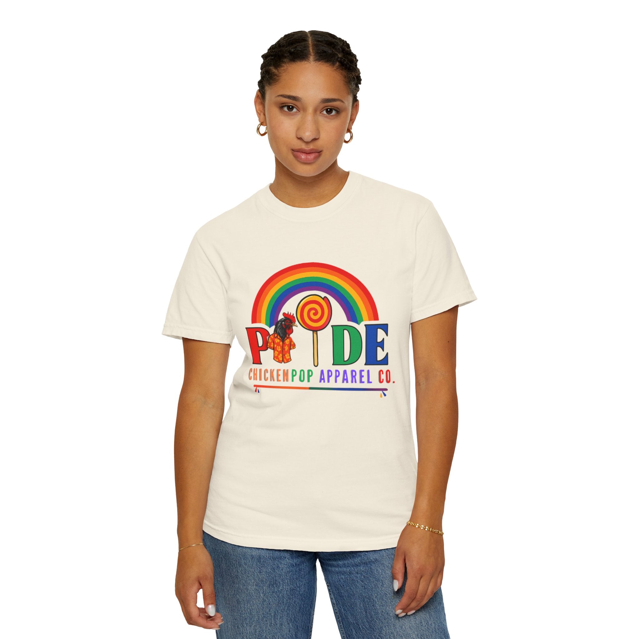 Pride Rainbow Lollipop T-Shirt — "PRIDE" ChickenPop Apparel Co. Graphic Tee