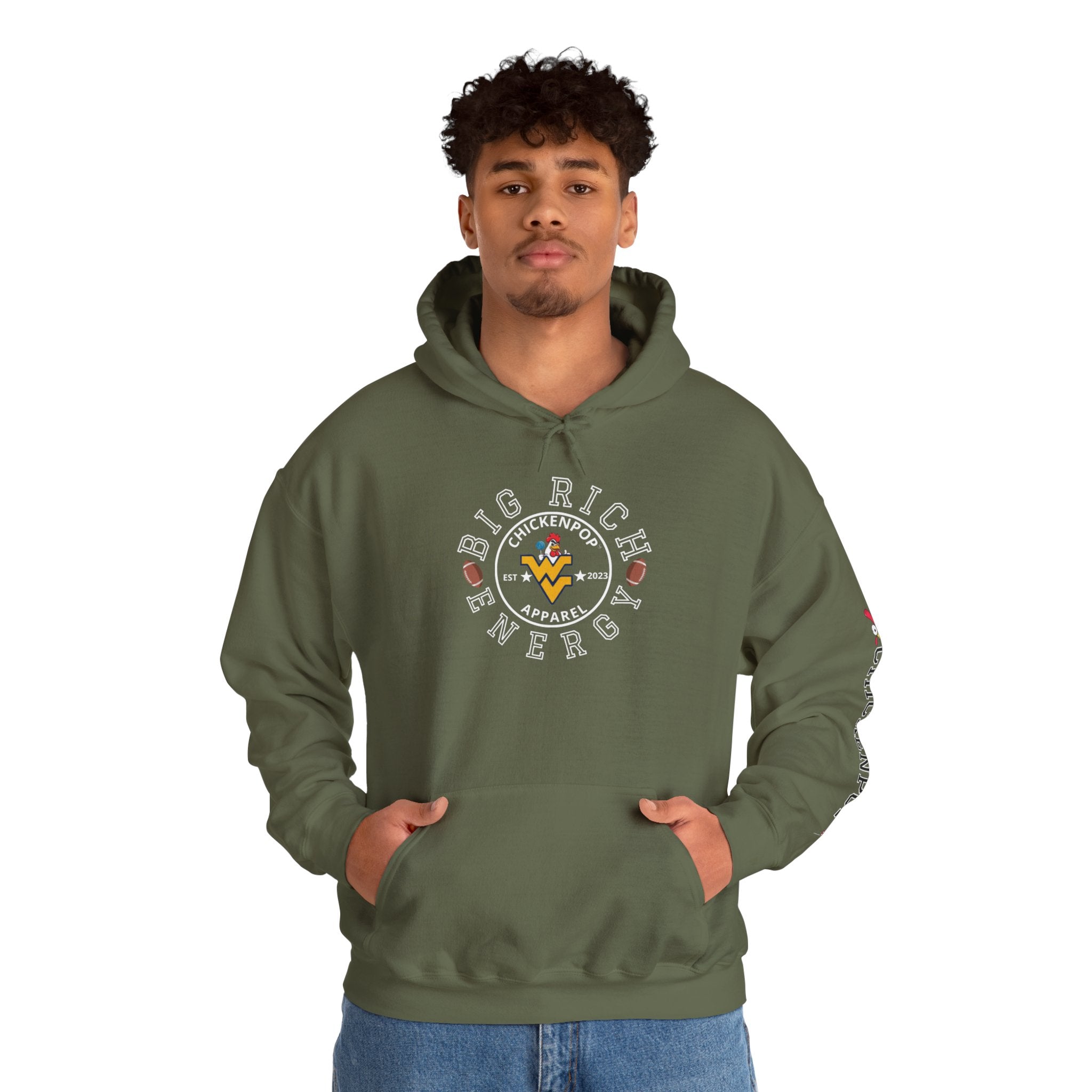 Big Rich Energy WV Logo Unisex Hoodie - ChickenPop Arm Logo Edition