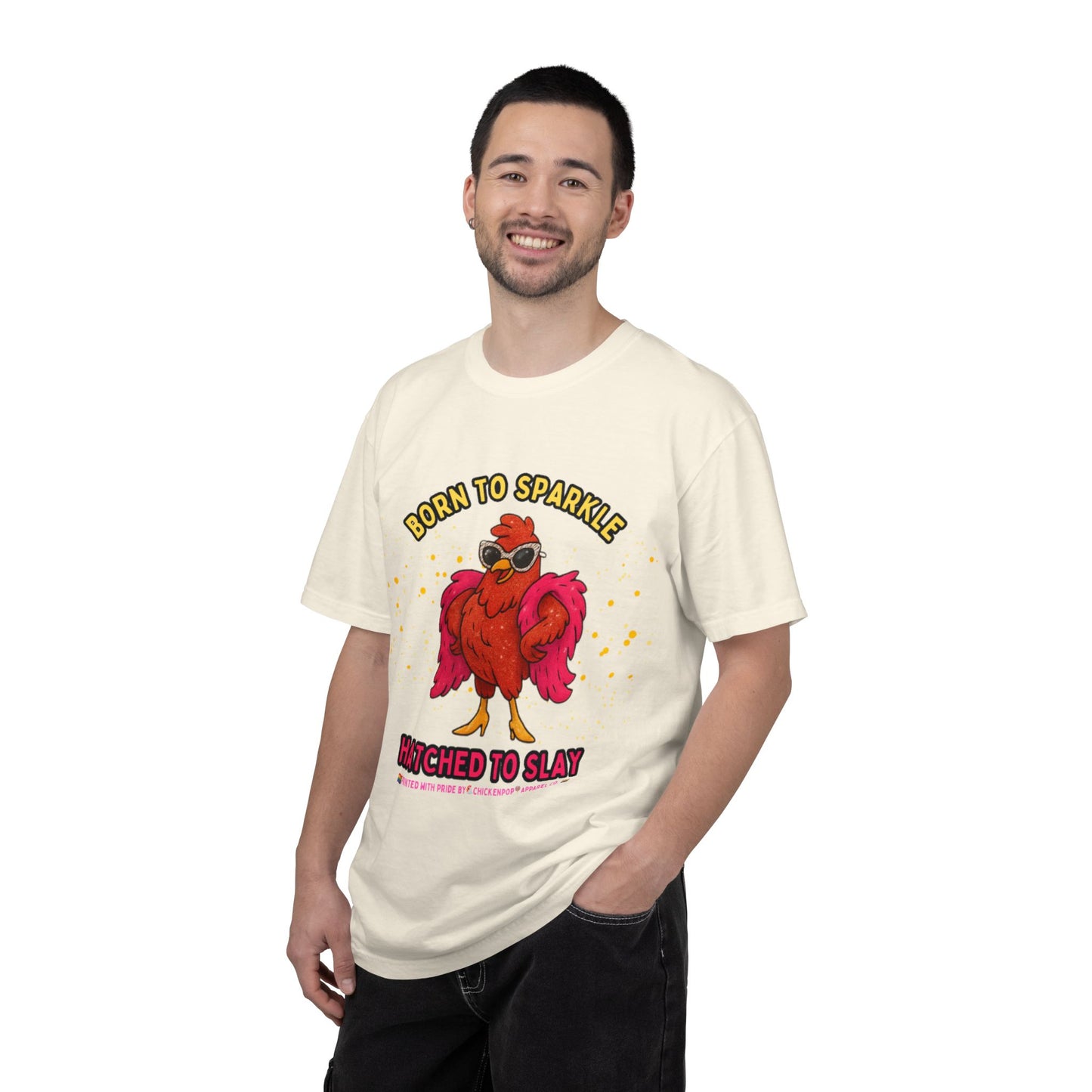 Pride LGBTQ Born to Sparkle Rooster T-Shirt — Hatched to Slay Graphic Tee