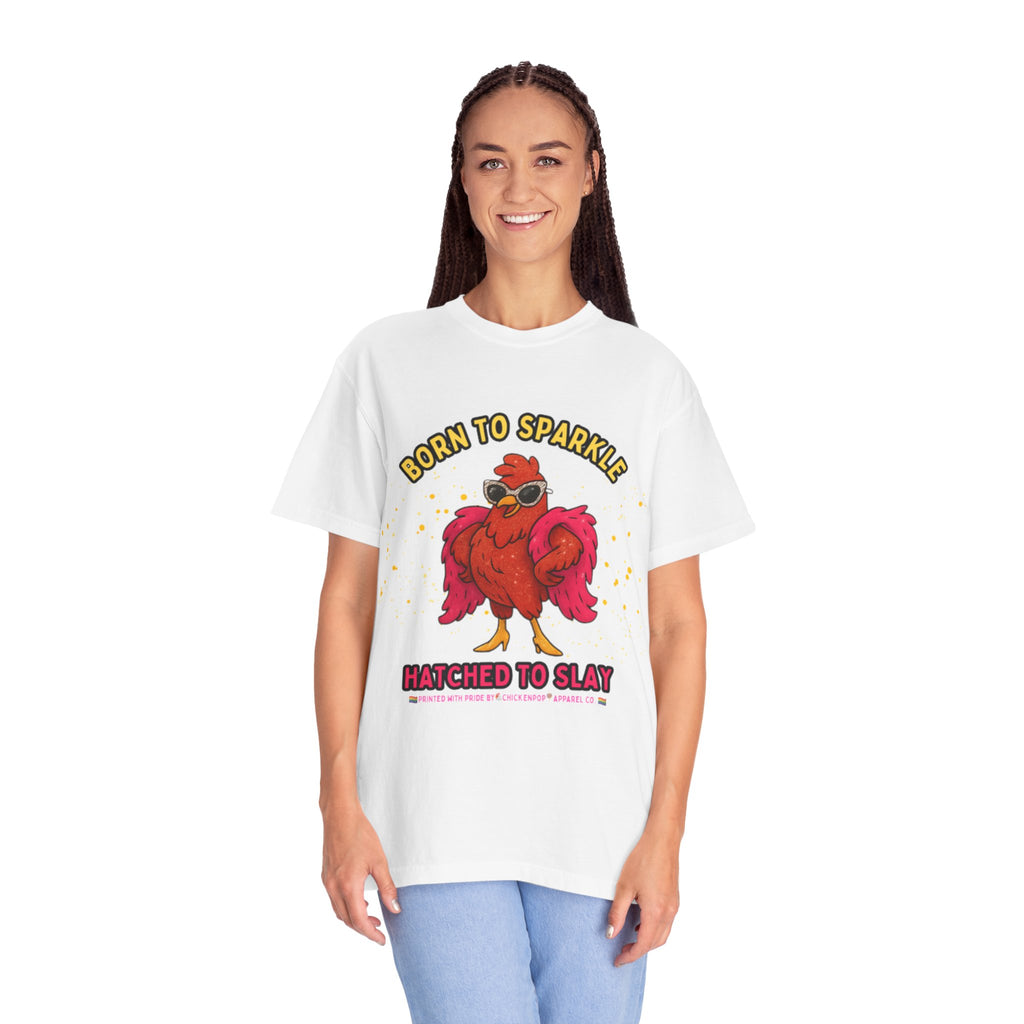 Pride LGBTQ Born to Sparkle Rooster T-Shirt — Hatched to Slay Graphic Tee