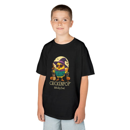 Sunny the Witchy Chick Kid’s Halloween Tee | ChickenPop Lil’ Cluckers Wicktastic Fun Shirt