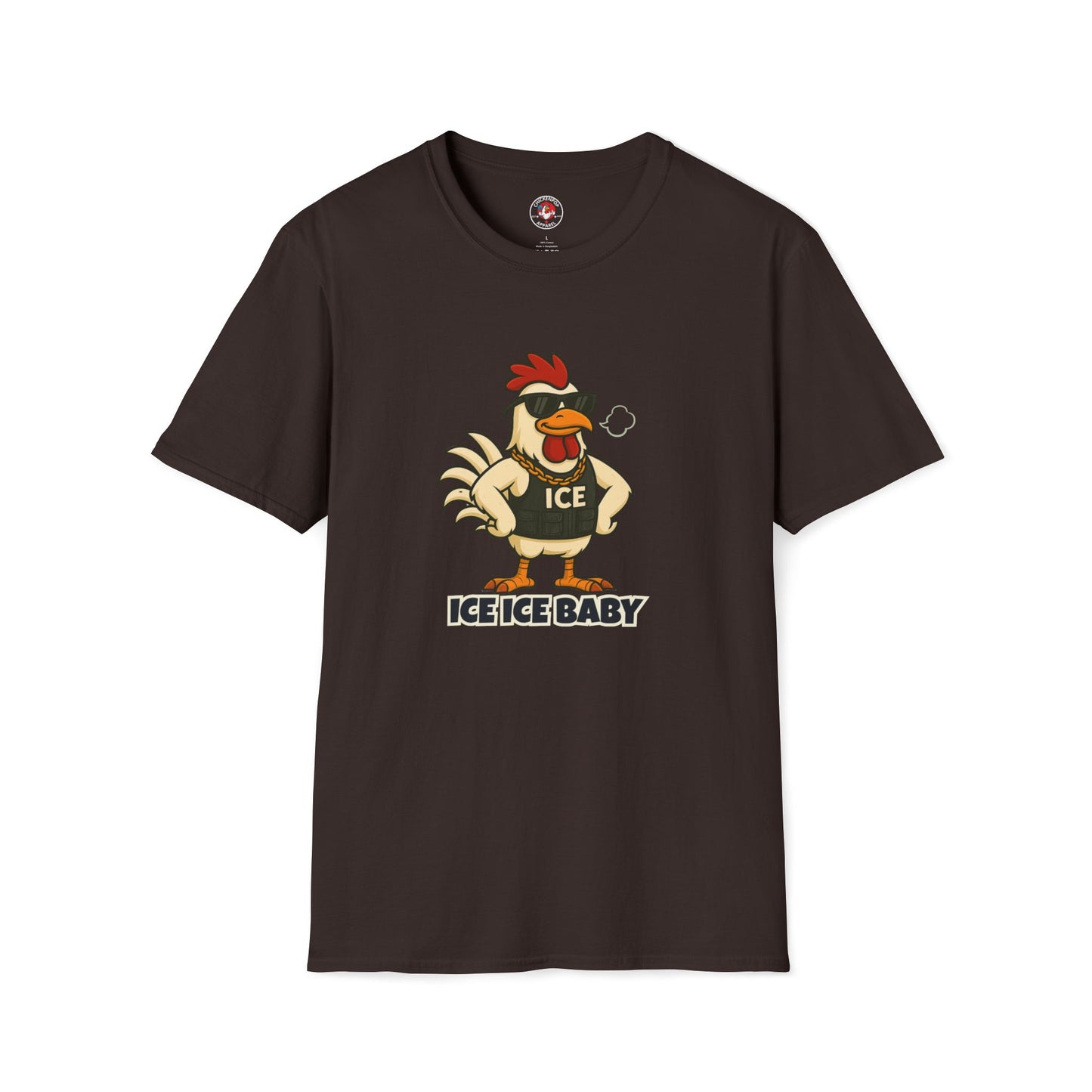 🧊 ICE ICE BABY Funky Chicken Agent T-Shirt – Coop Daddy Parody Tee for Music & Poultry Fans