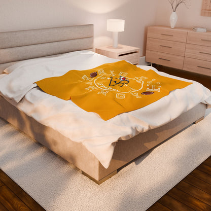 ChickenPop Apparel Big Rich Energy Original Logo Velveteen Plush Blanket Gold