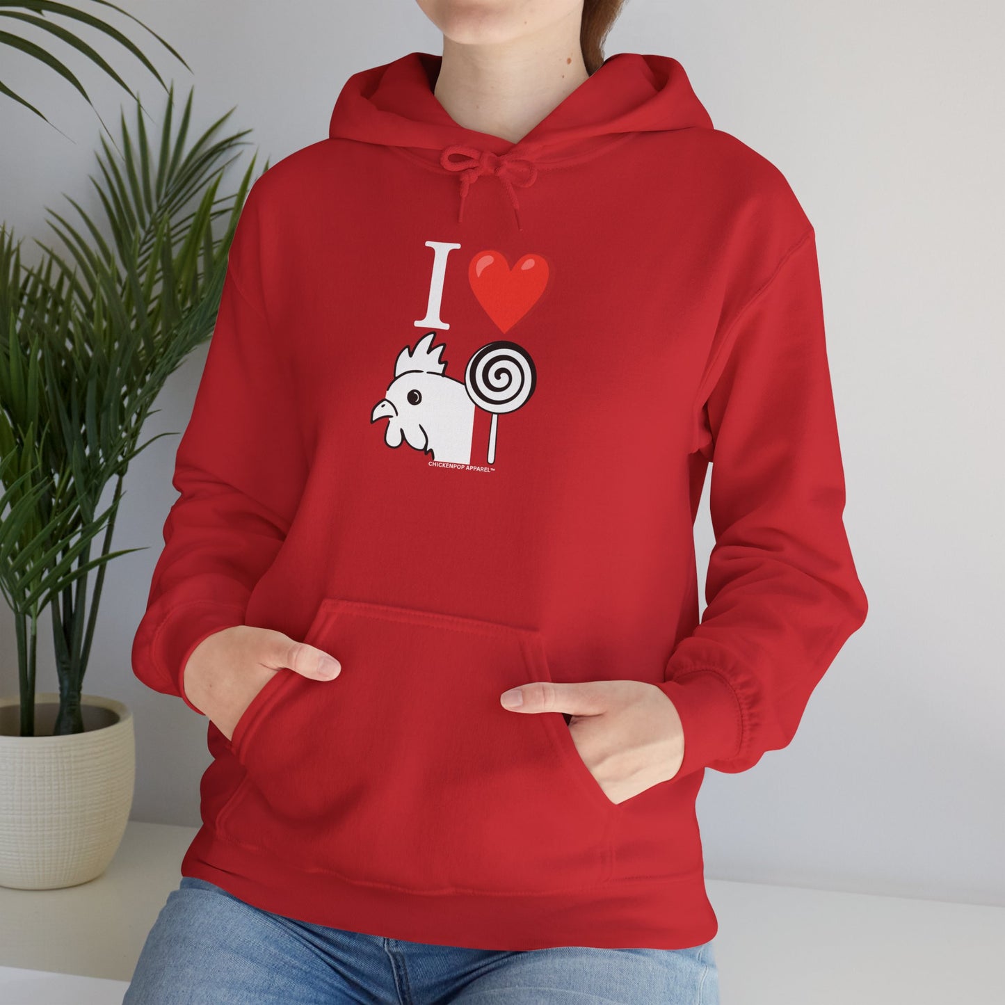 I Love ChickenPop Hoodie – Funny Chicken & Lollipop Graphic Hoodie | Unisex Cozy Pullover | Big Chick Energy Sweatshirt - Chickenpop Apparel Company