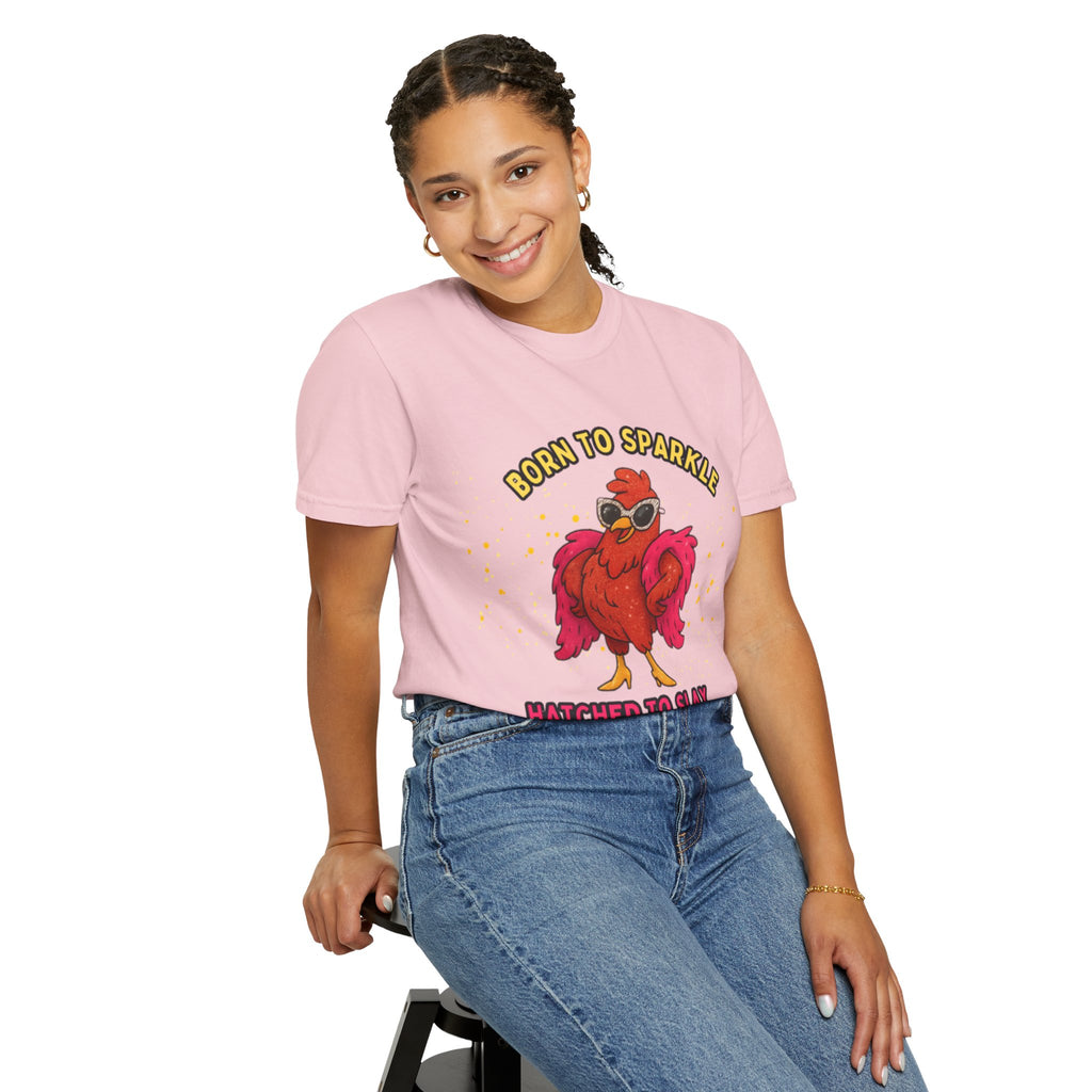 Pride LGBTQ Born to Sparkle Rooster T-Shirt — Hatched to Slay Graphic Tee