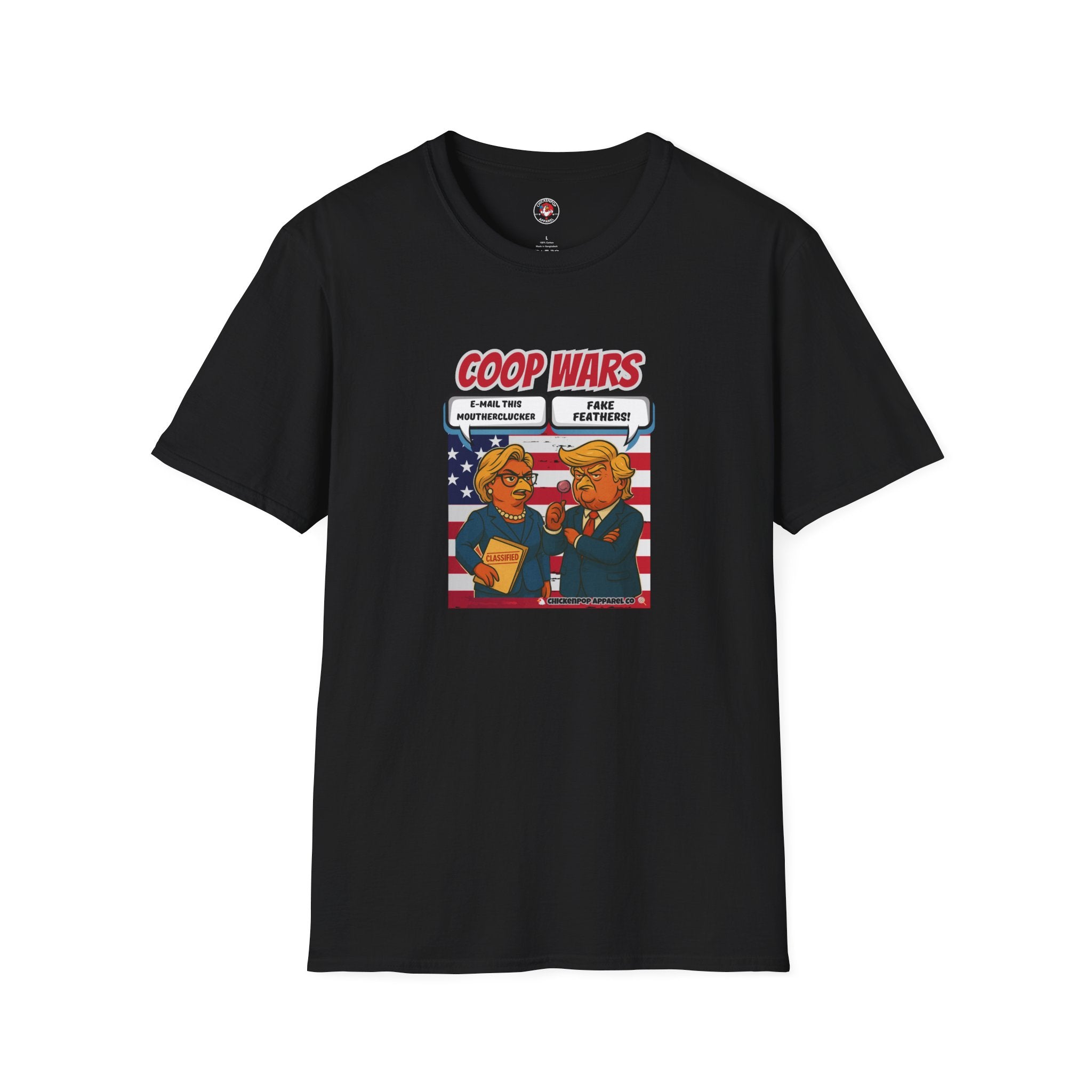 Coop Wars™ Tee – Hilaregg Cluckton vs. Cock-a-Doodle-Don | Political Chicken Fight Shirt