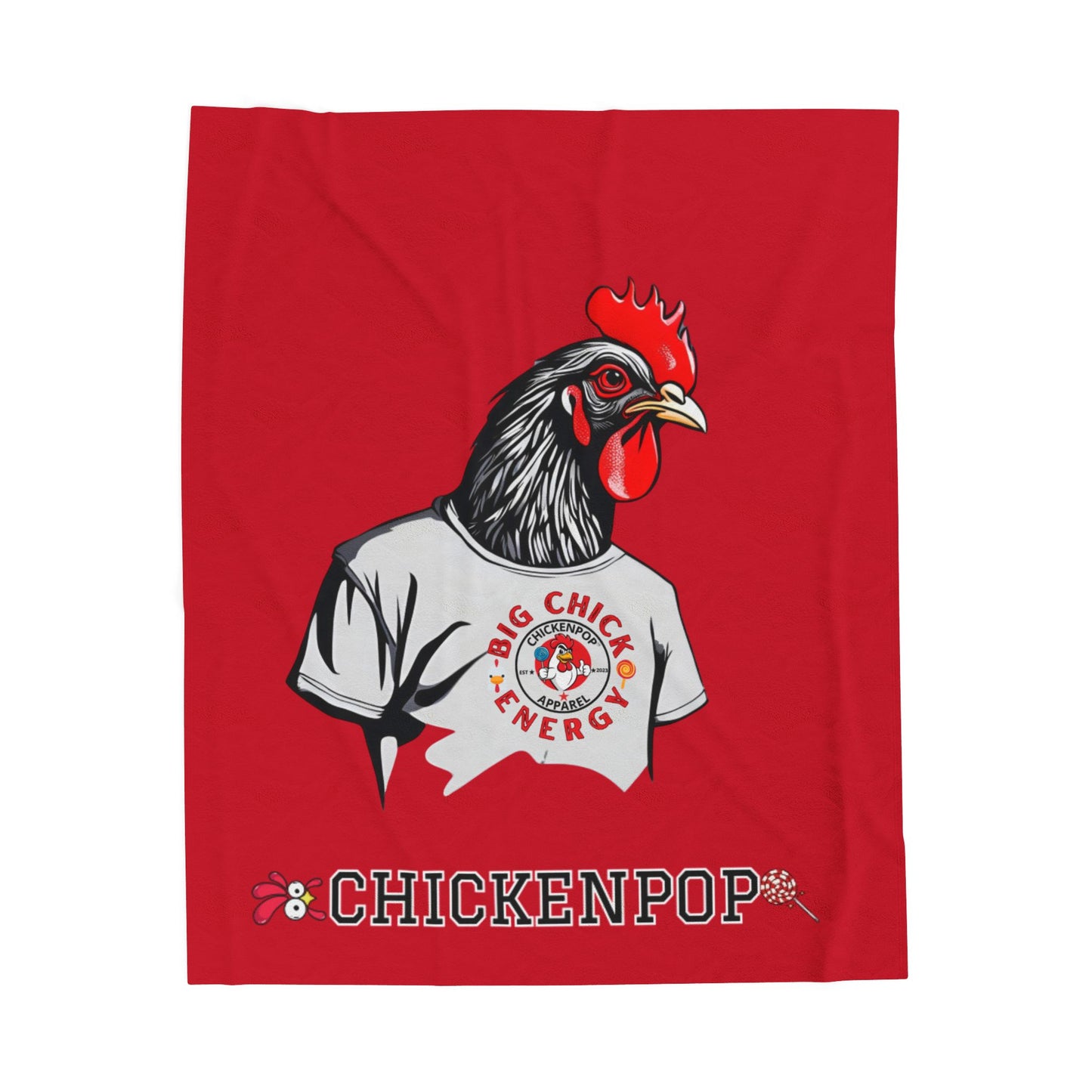 Giant Rooster Velveteen Plush Blanket Red