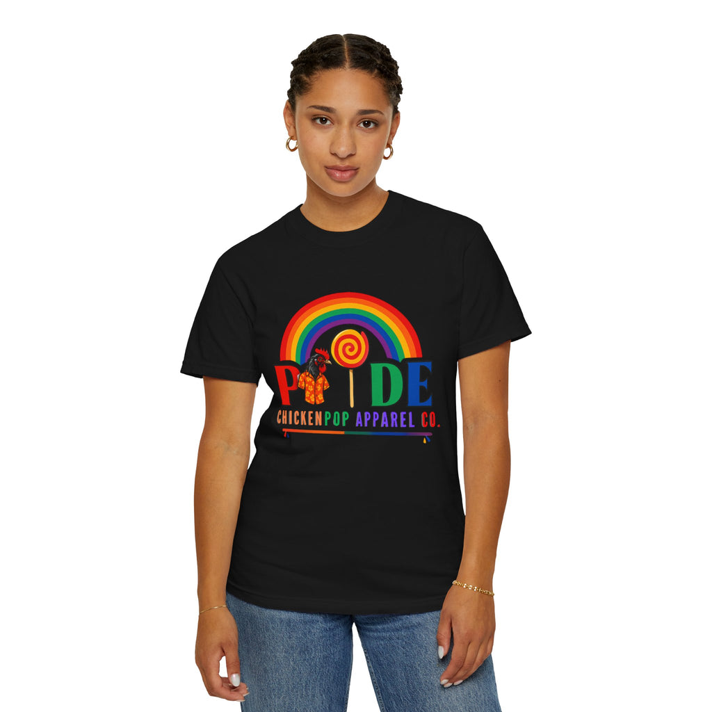 Pride Rainbow Lollipop T-Shirt — "PRIDE" ChickenPop Apparel Co. Graphic Tee