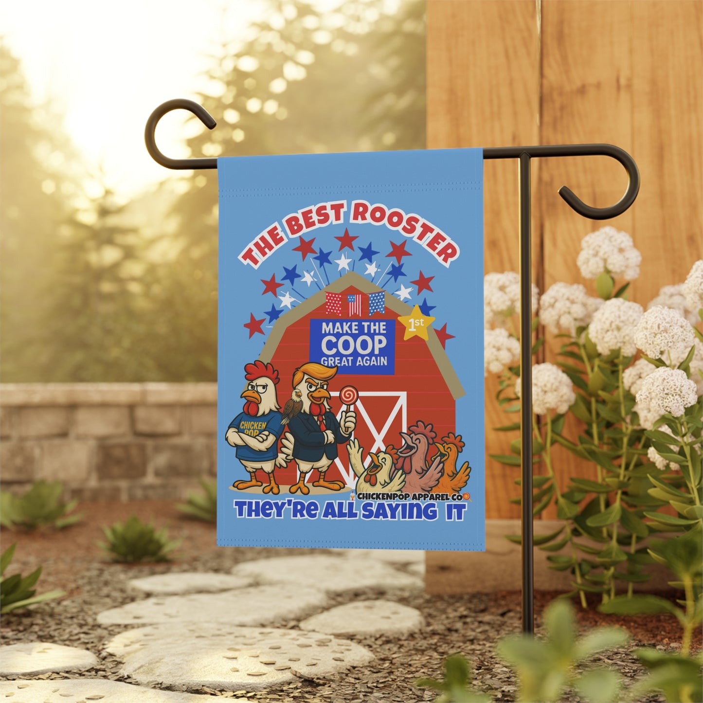 The Best Rooster Garden Flag – "They’re All Saying It" | Funny Political Yard Banner