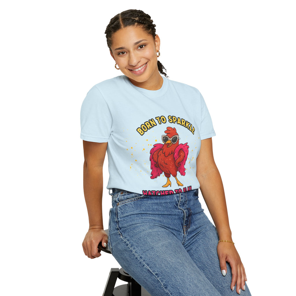 Pride LGBTQ Born to Sparkle Rooster T-Shirt — Hatched to Slay Graphic Tee