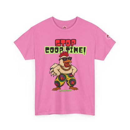 Stop COOP TIME! Funny Chicken T-Shirt – MC Coop Daddy 90s Hip Hop Parody Tee | Unisex Heavy Cotton | ChickenPop Apparel