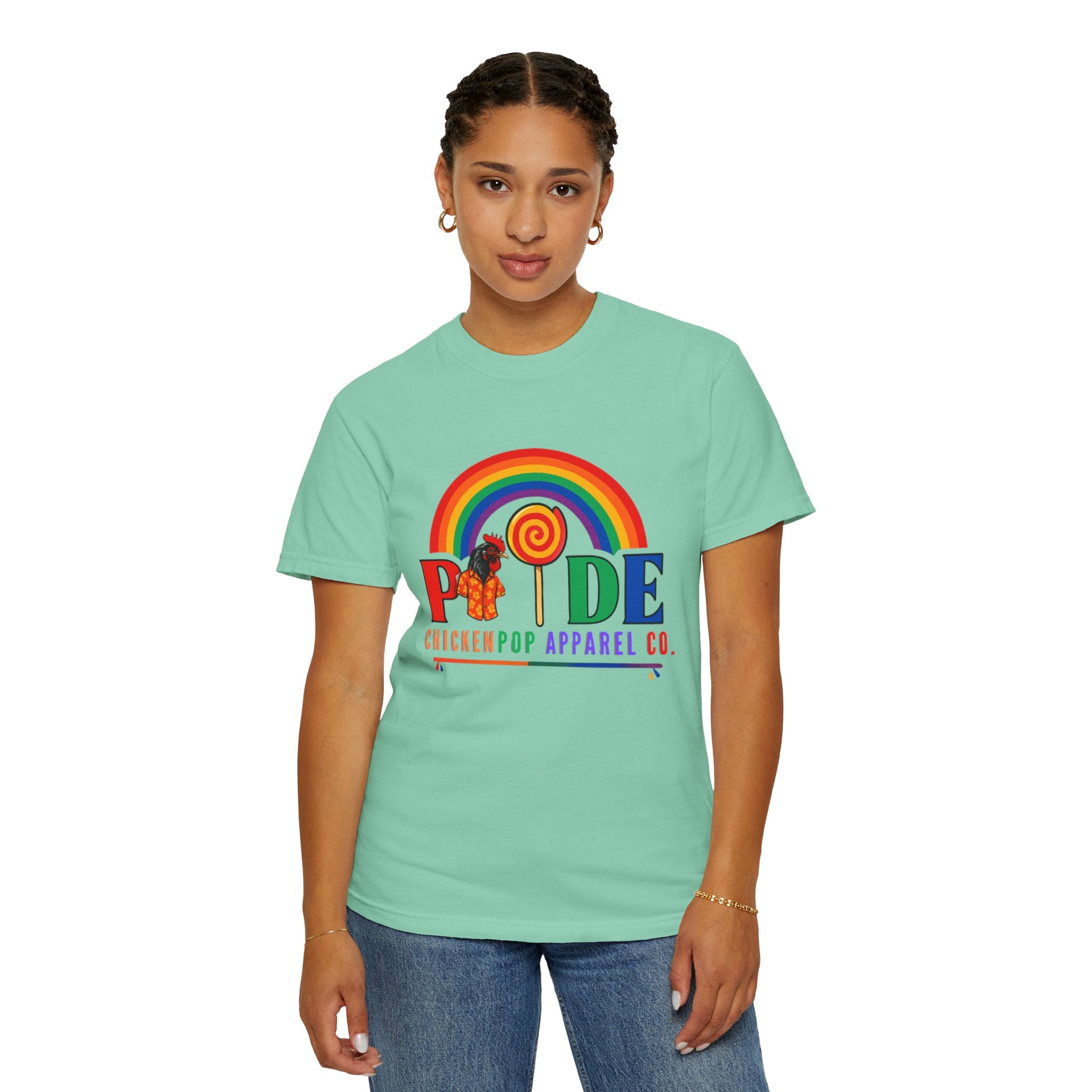 Pride Rainbow Lollipop T-Shirt — "PRIDE" ChickenPop Apparel Co. Graphic Tee