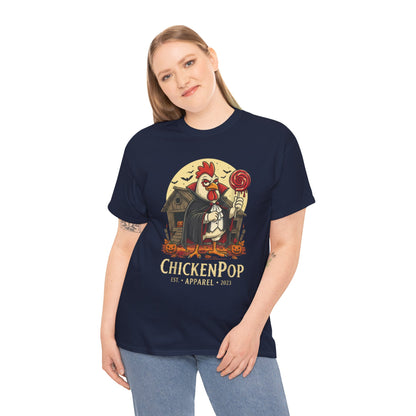 ChickenPop Sucker For a Pop Vampire Rooster Halloween T-Shirt – Funny Spooky Graphic Tee for Fall & Costume Season