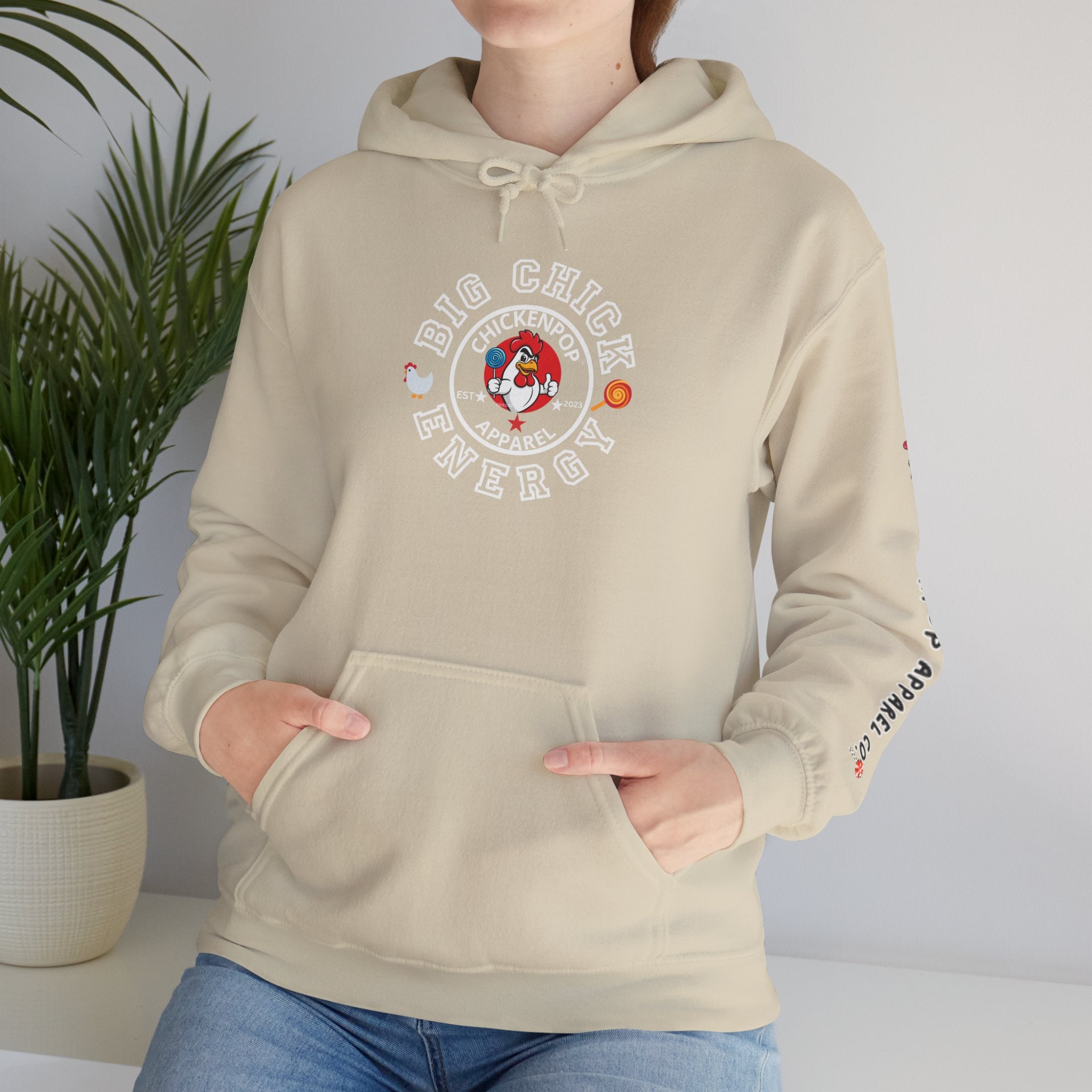 Big Chick Energy Unisex Hoodie — ChickenPop Apparel Logo Sweatshirt