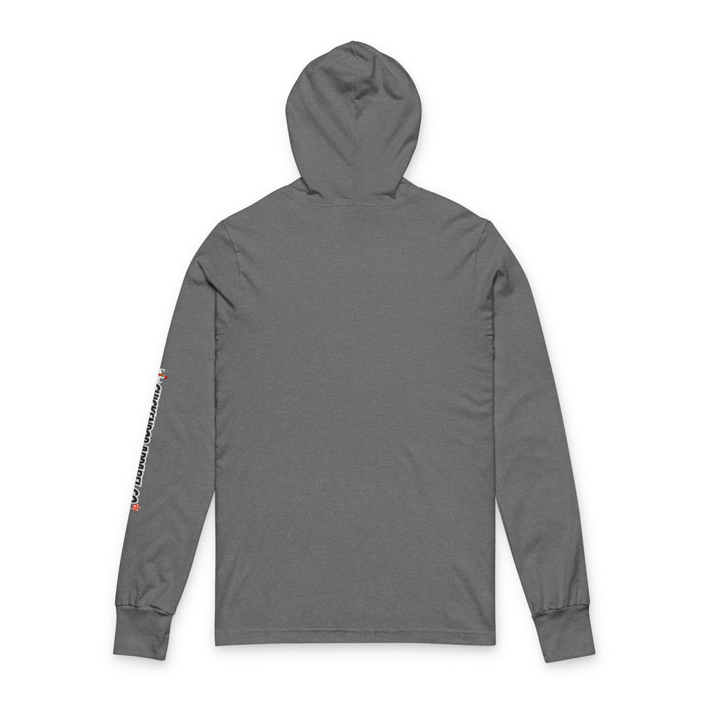 Coop Wars Long Sleeve Hooded T-Shirt – Unisex Lightweight Hoodie Tee with ChickenPop Sleeve Logo | Funny Political Graphic Pullover for Everyday Rebels