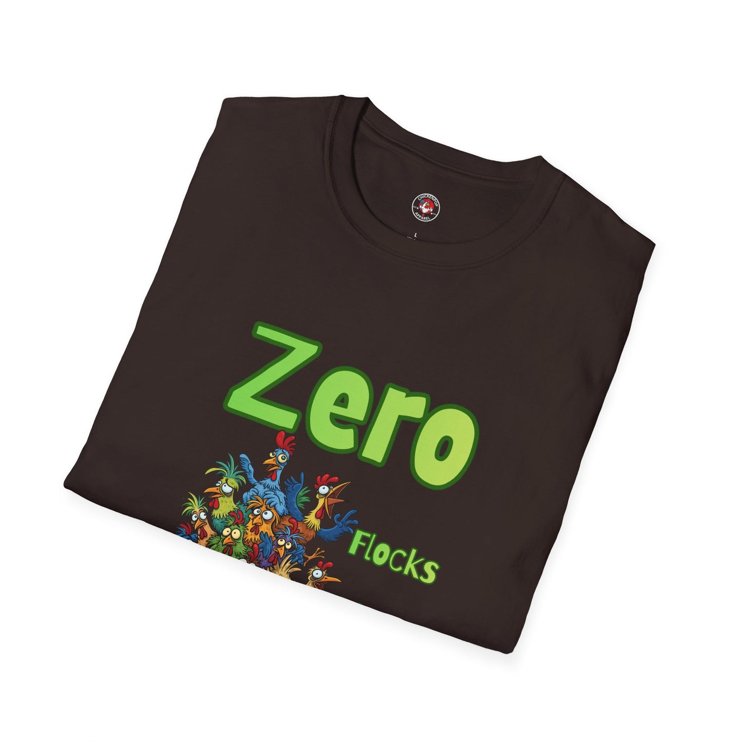 Zero Flocks Given T-Shirt – Funny Chicken Graphic Tee in Black | ChickenPop Apparel Unisex Shirt