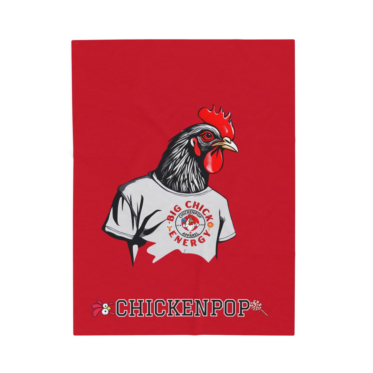 Giant Rooster Velveteen Plush Blanket Red