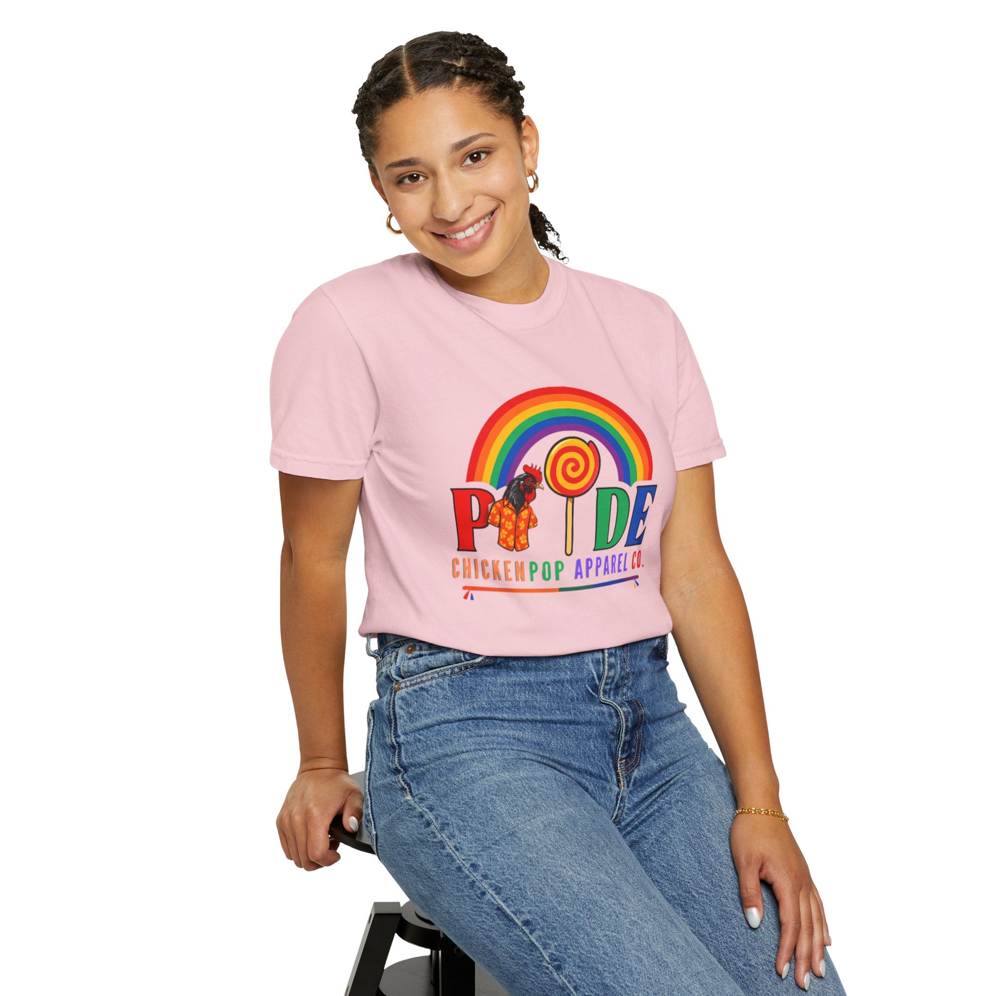 Pride Rainbow Lollipop T-Shirt — "PRIDE" ChickenPop Apparel Co. Graphic Tee