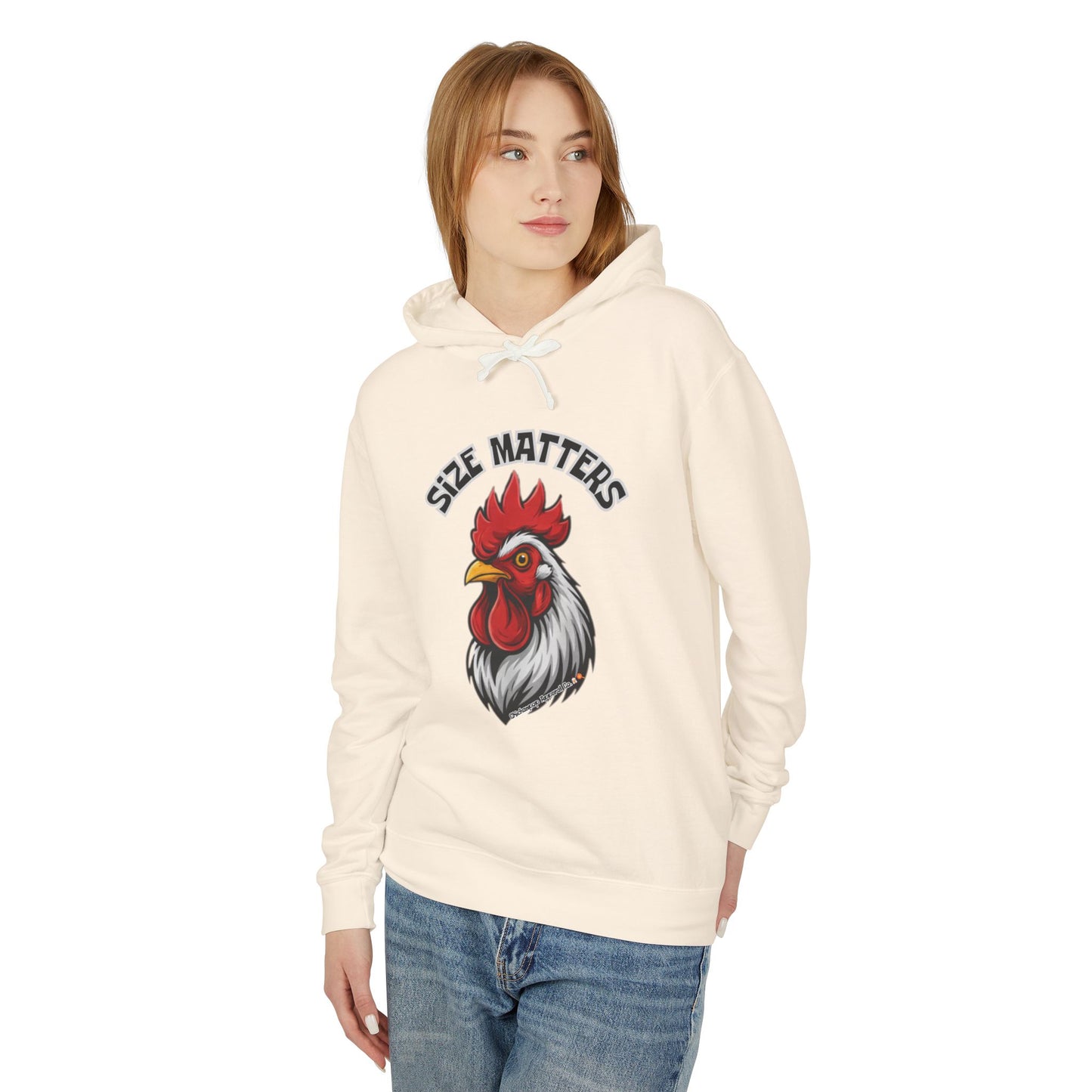 SIZE MATTERS Hoodie | Funny Chicken Apparel Sweatshirt | Bold Rooster Humor Pullover