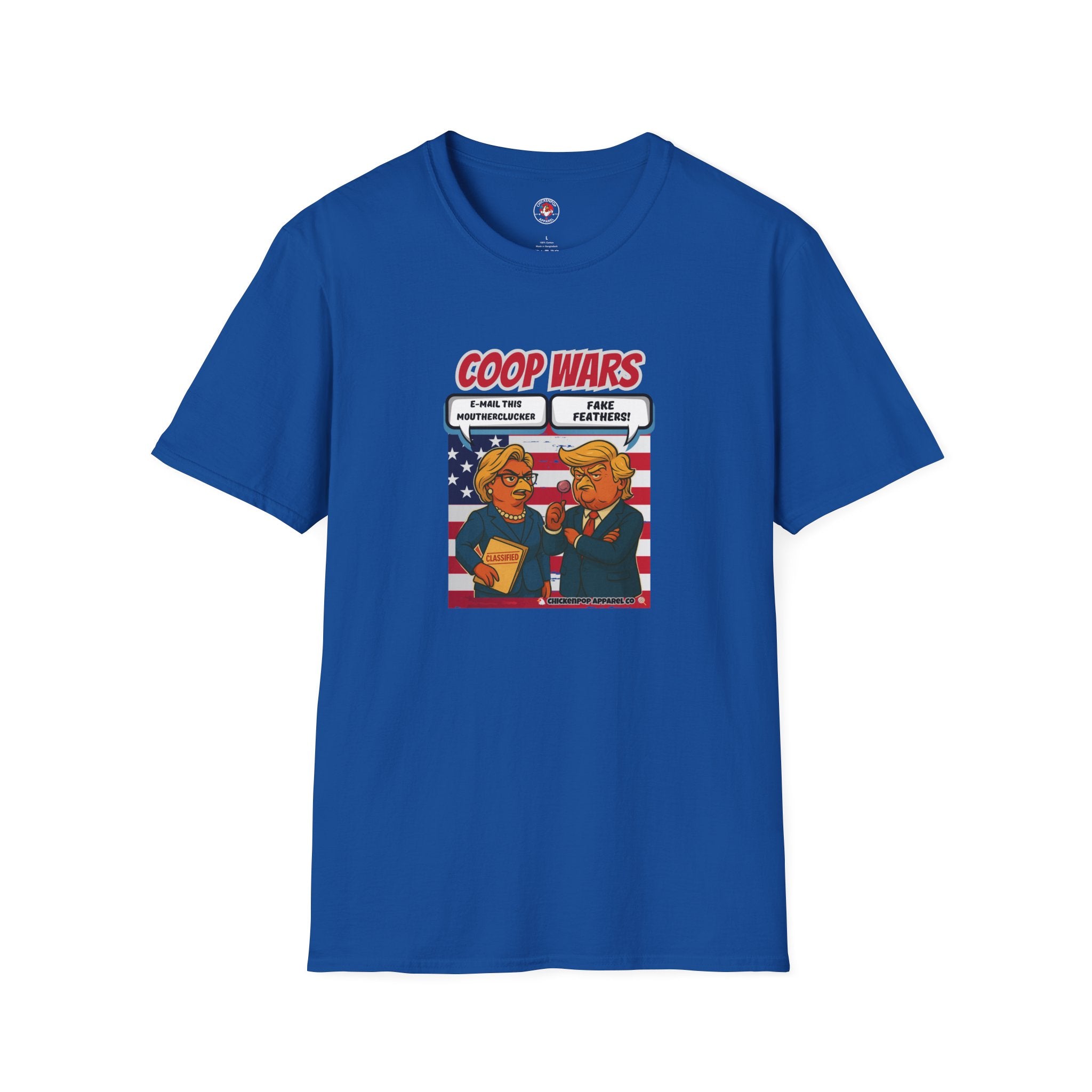 Coop Wars™ Tee – Hilaregg Cluckton vs. Cock-a-Doodle-Don | Political Chicken Fight Shirt