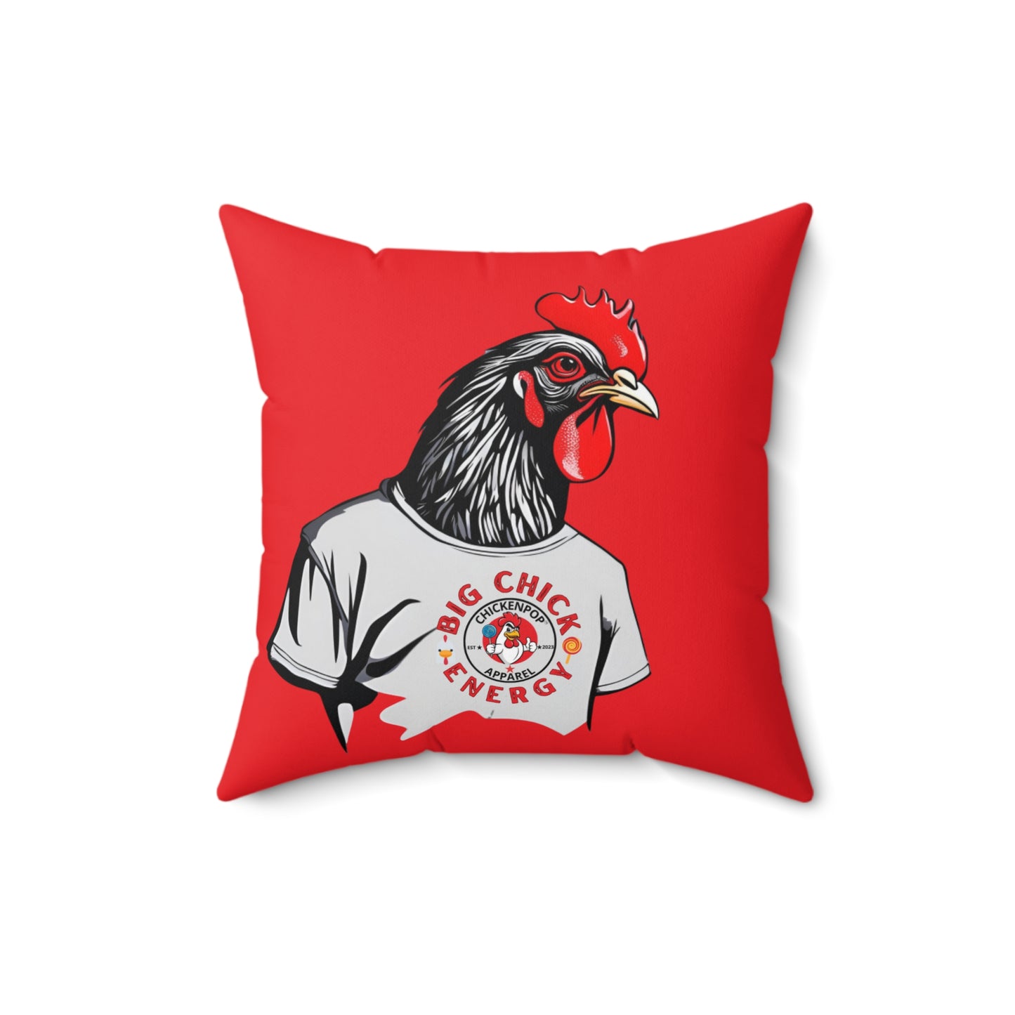 Big Chick Energy Giant Rooster Spun Polyester Square Pillow