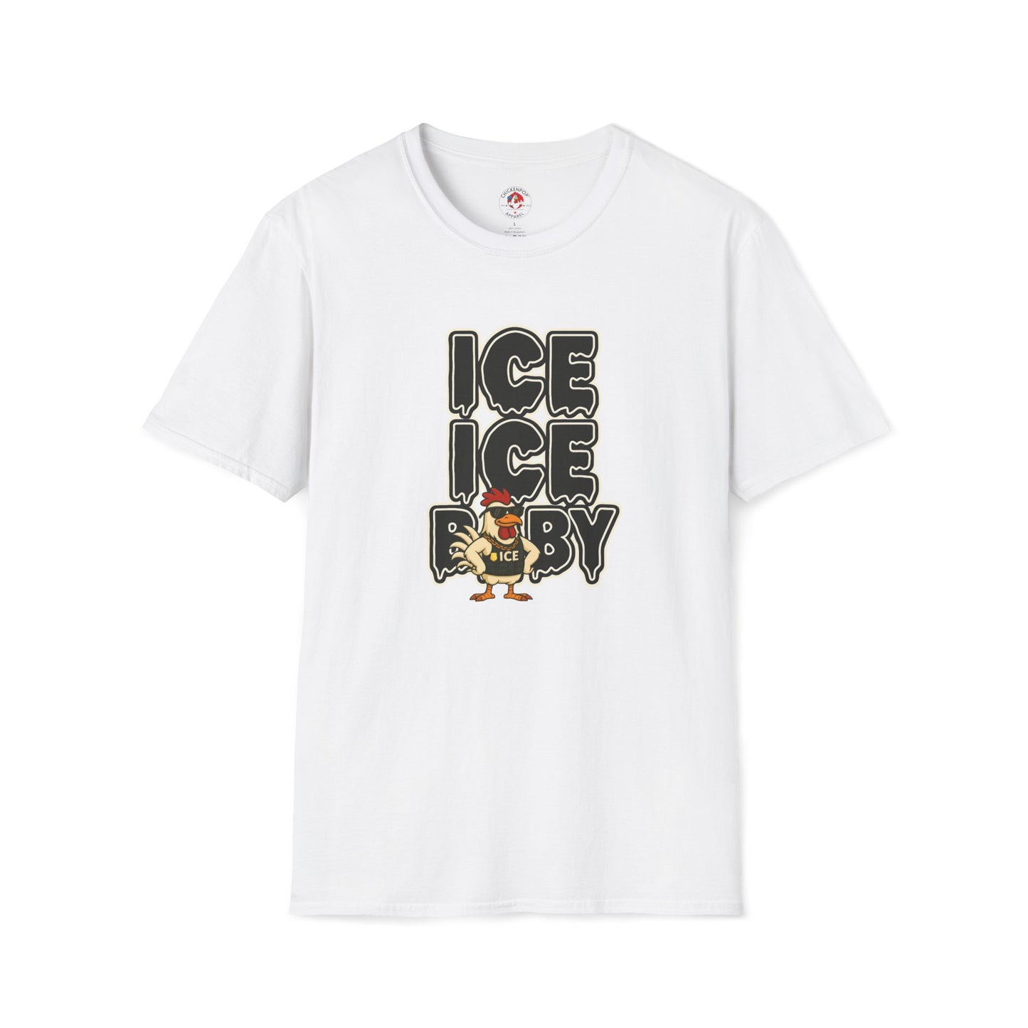 🧊 ICE ICE BABY Funny Chicken T-Shirt – Coop Daddy Parody Tee for Music & Poultry Fans