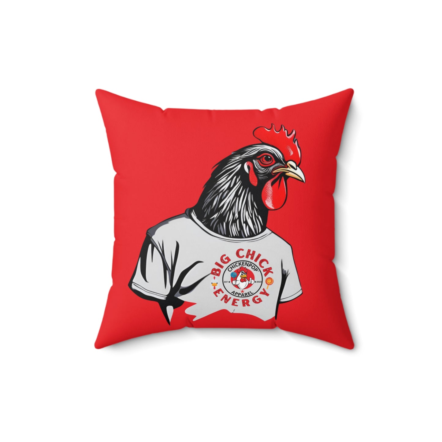 Big Chick Energy Giant Rooster Spun Polyester Square Pillow