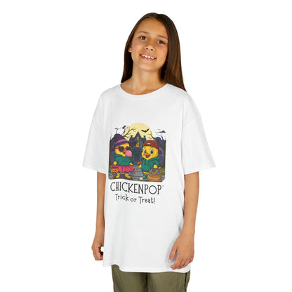 Trick or Treat Kids Halloween Tee | ChickenPop Lil’ Cluckers Sunny & Scramble Halloween Shirt