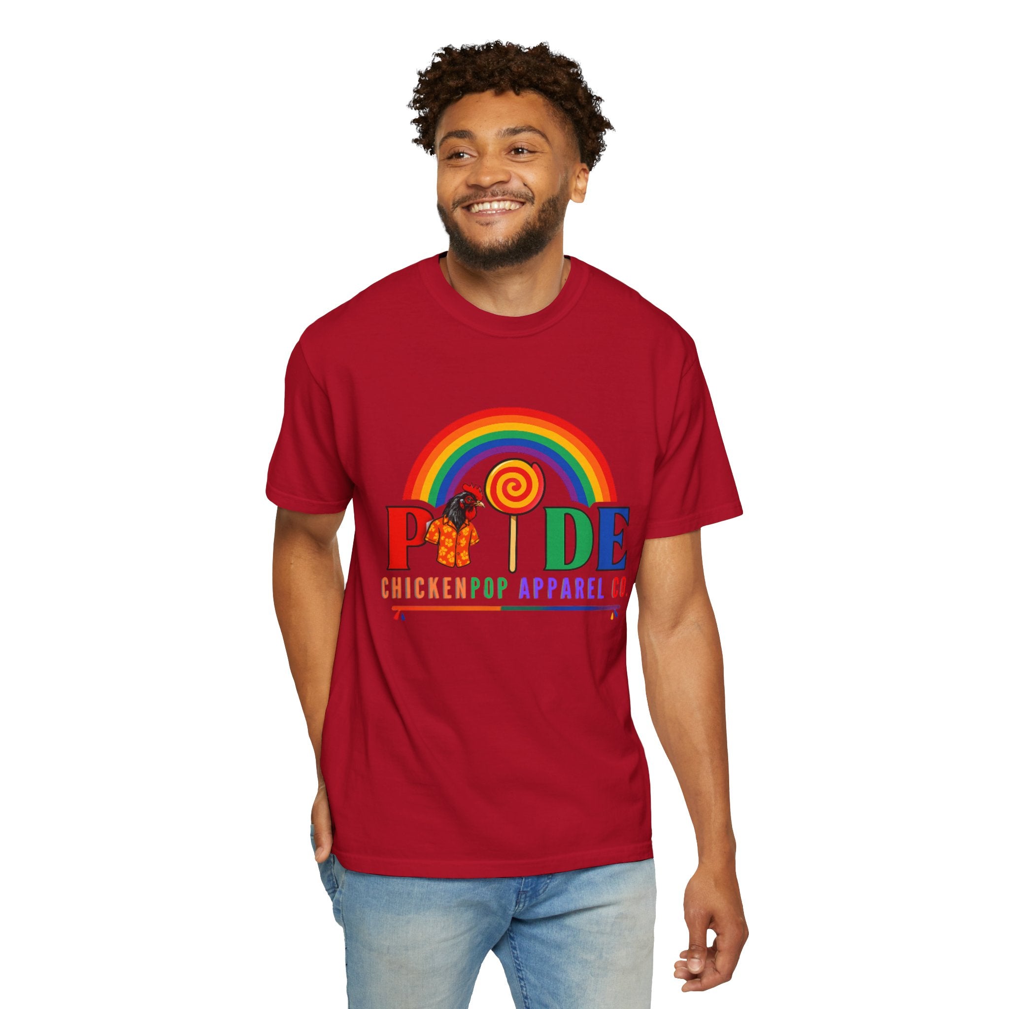 Pride Rainbow Lollipop T-Shirt — "PRIDE" ChickenPop Apparel Co. Graphic Tee