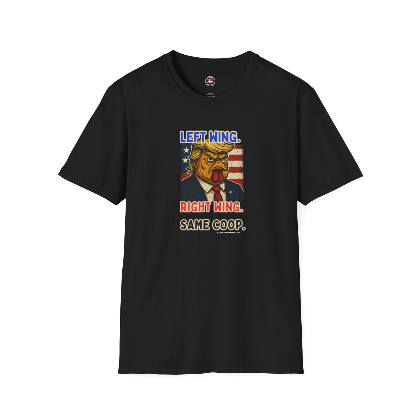 Cock-a-Doodle-Don "Left Wing. Right Wing. Same Coop." Political Satire Tee – Unisex Graphic T-Shirt