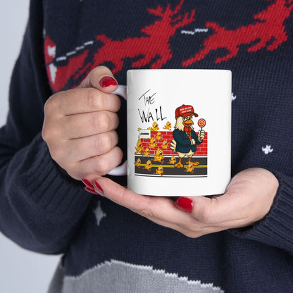 Another Chick Thru the Wall Coffee Mug – Funny Rooster Mug in 11oz or 15oz – Political Chicken Humor Gift