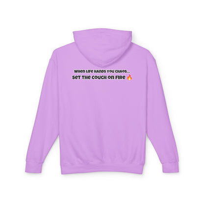 Big Rich Energy Burning Couch Hoodie – Chaos Quote 🔥FREE SHIPPING🔥