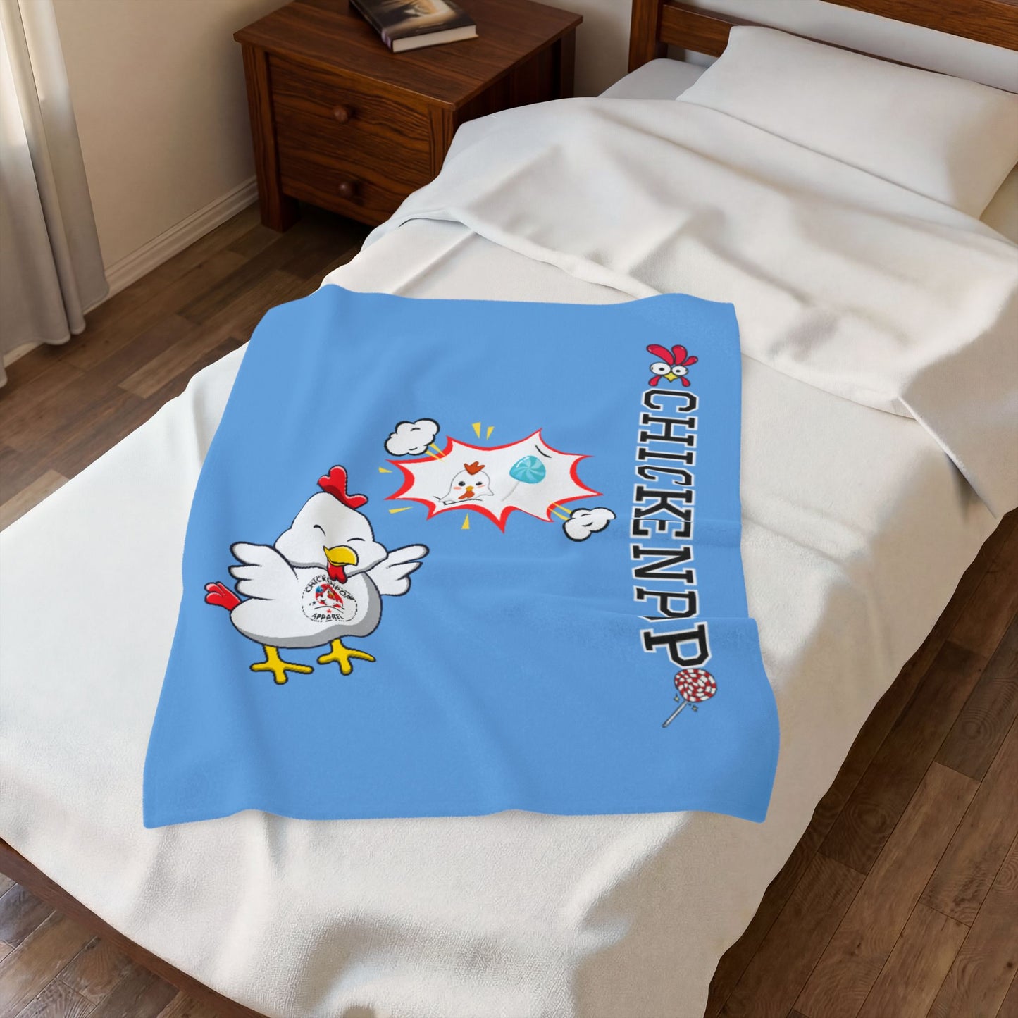 Dirty Mind Emoji Chick Velveteen Plush Blanket Carolina Blue