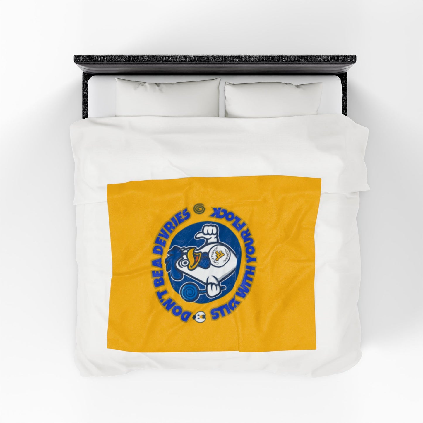 Don't Be A Devries Original Logo Velveteen Plush Blanket Gold