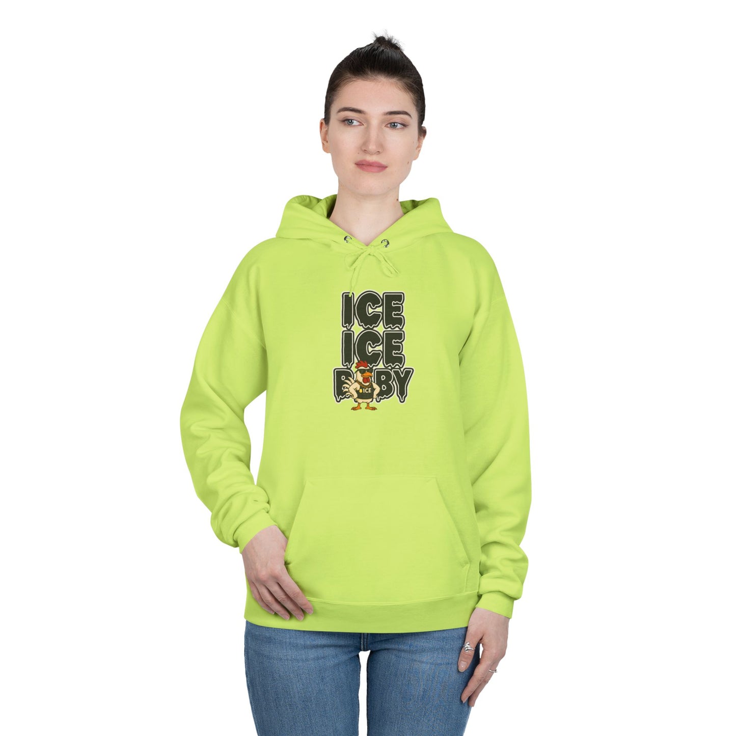 ICE ICE BABY Funny Chicken Hoodie – Retro Hip-Hop Pullover for Music Fans, Students & Cold-Weather Comedians