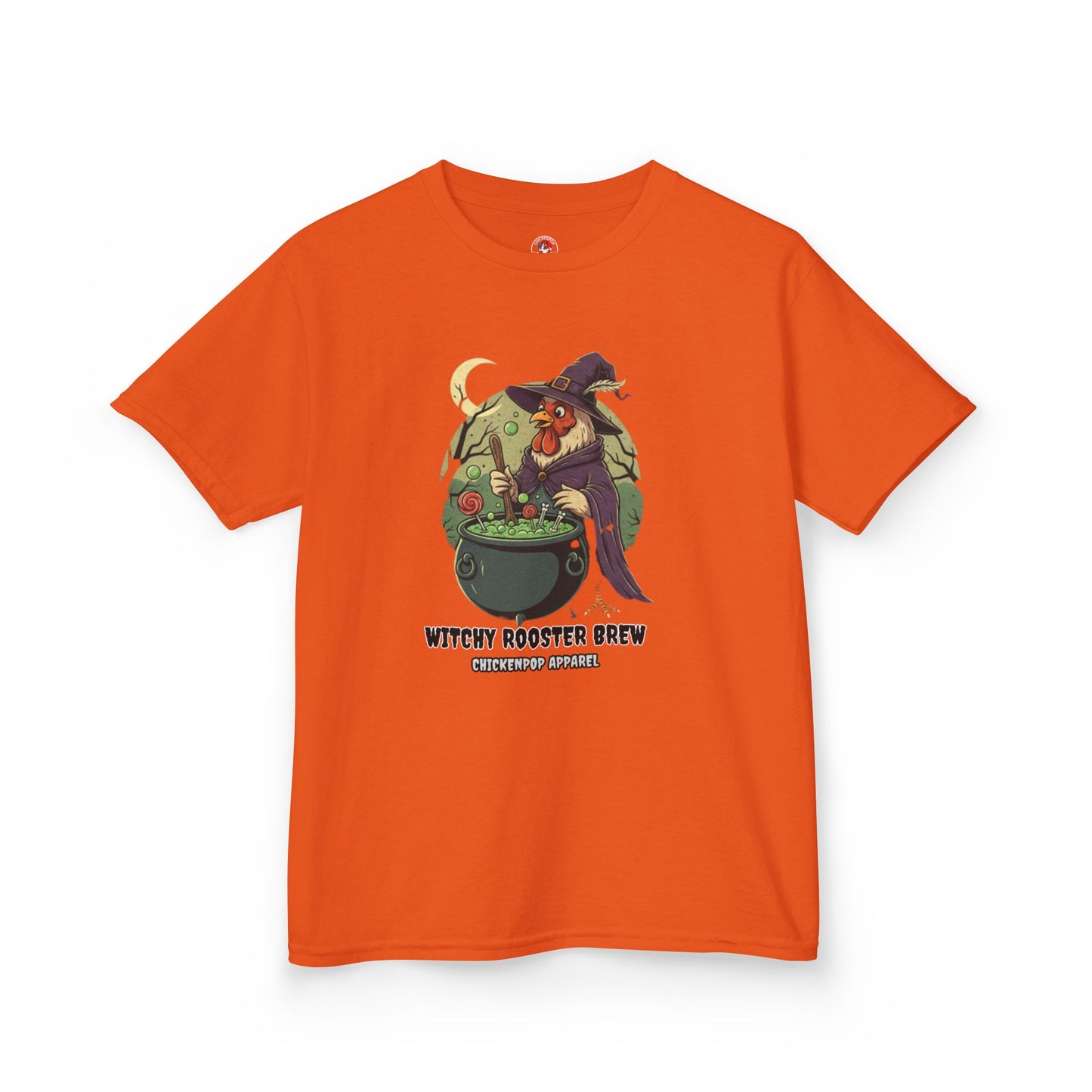 Witchy Rooster Brew T-Shirt: Funny Chicken Halloween Shirt | Lil' Cluckers Witch Costume Apparel