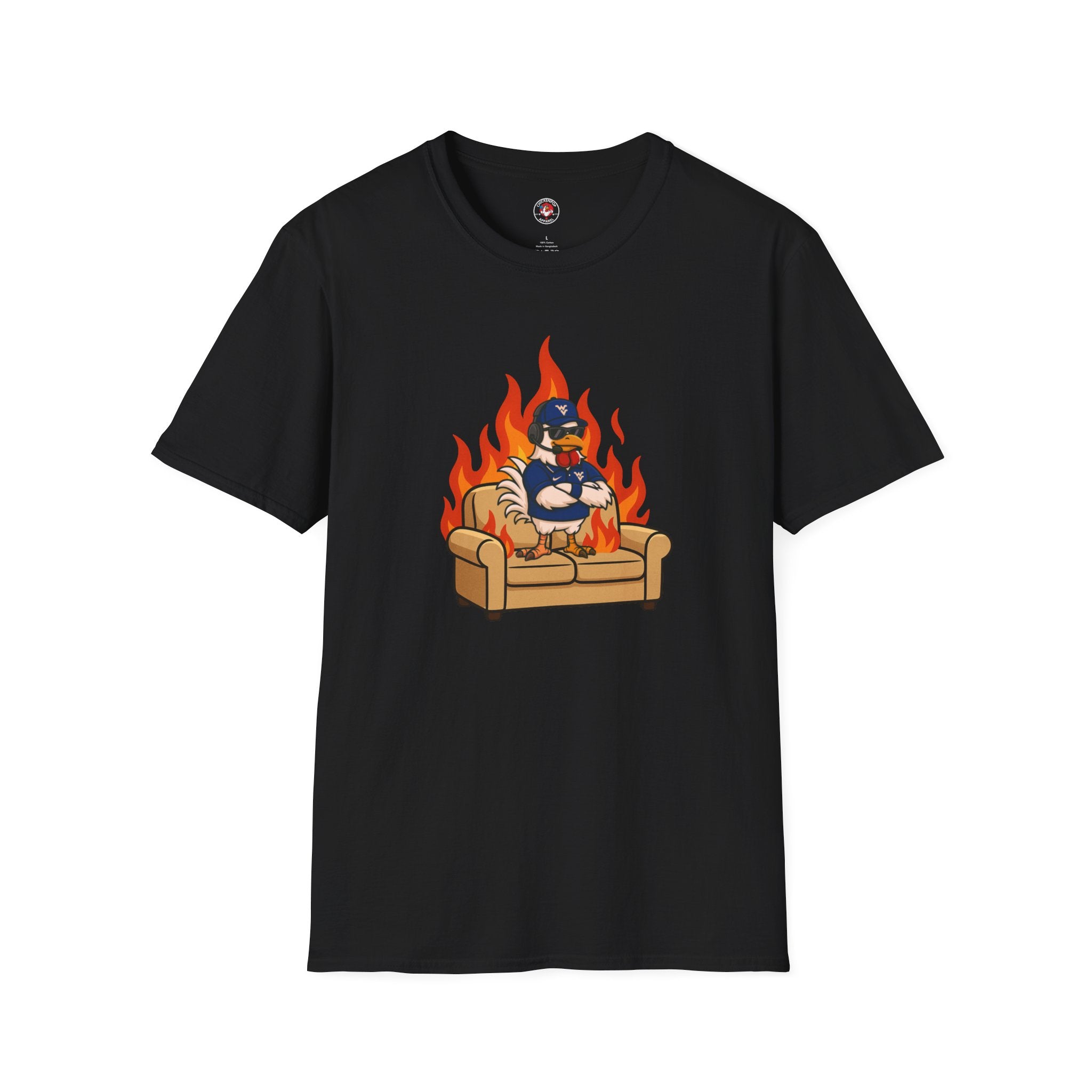 Big Rich Energy Couch Burning Shirt | Funny WVU Mountaineers Football Coach Tee | Morgantown Tradition Apparel