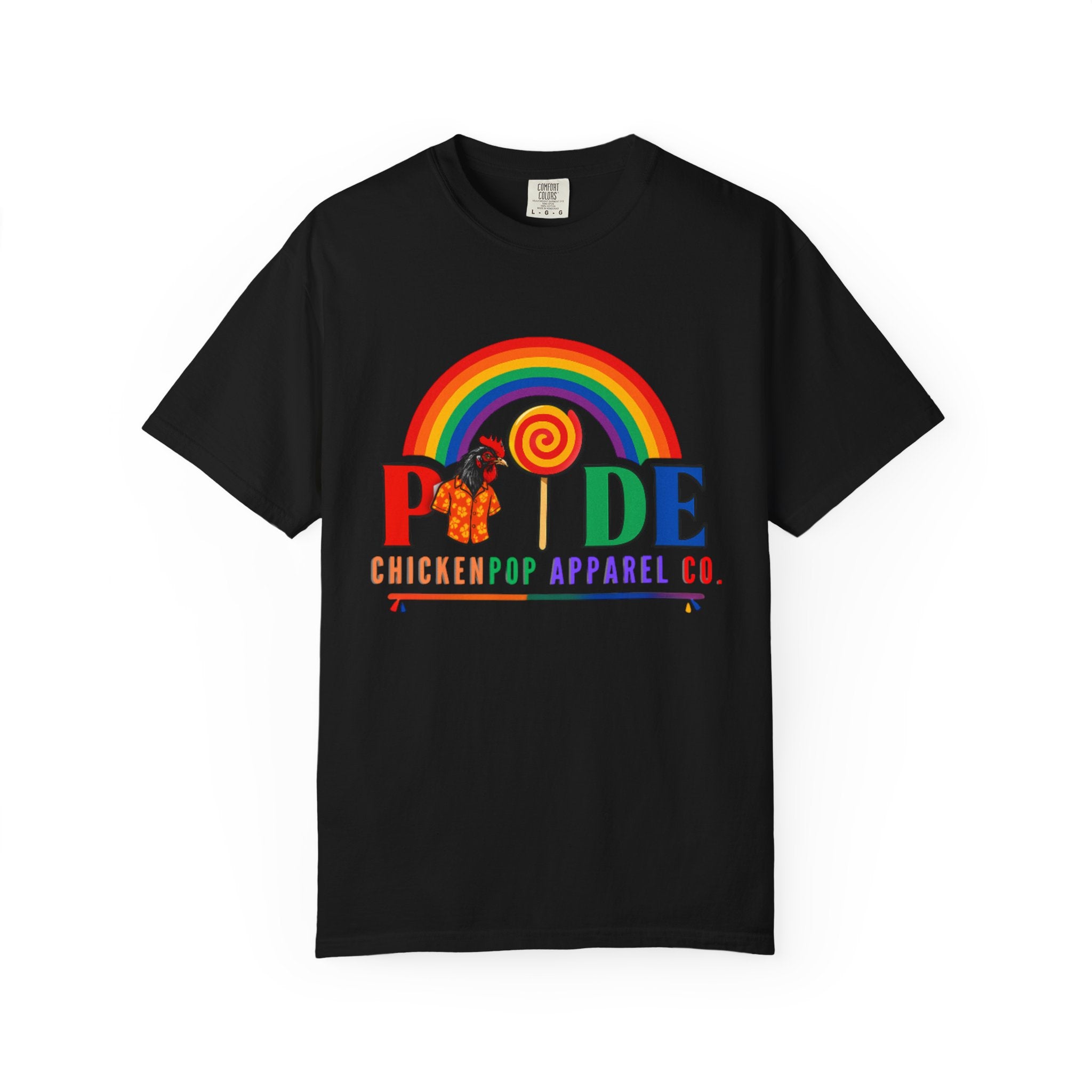 Pride Rainbow Lollipop T-Shirt — "PRIDE" ChickenPop Apparel Co. Graphic Tee