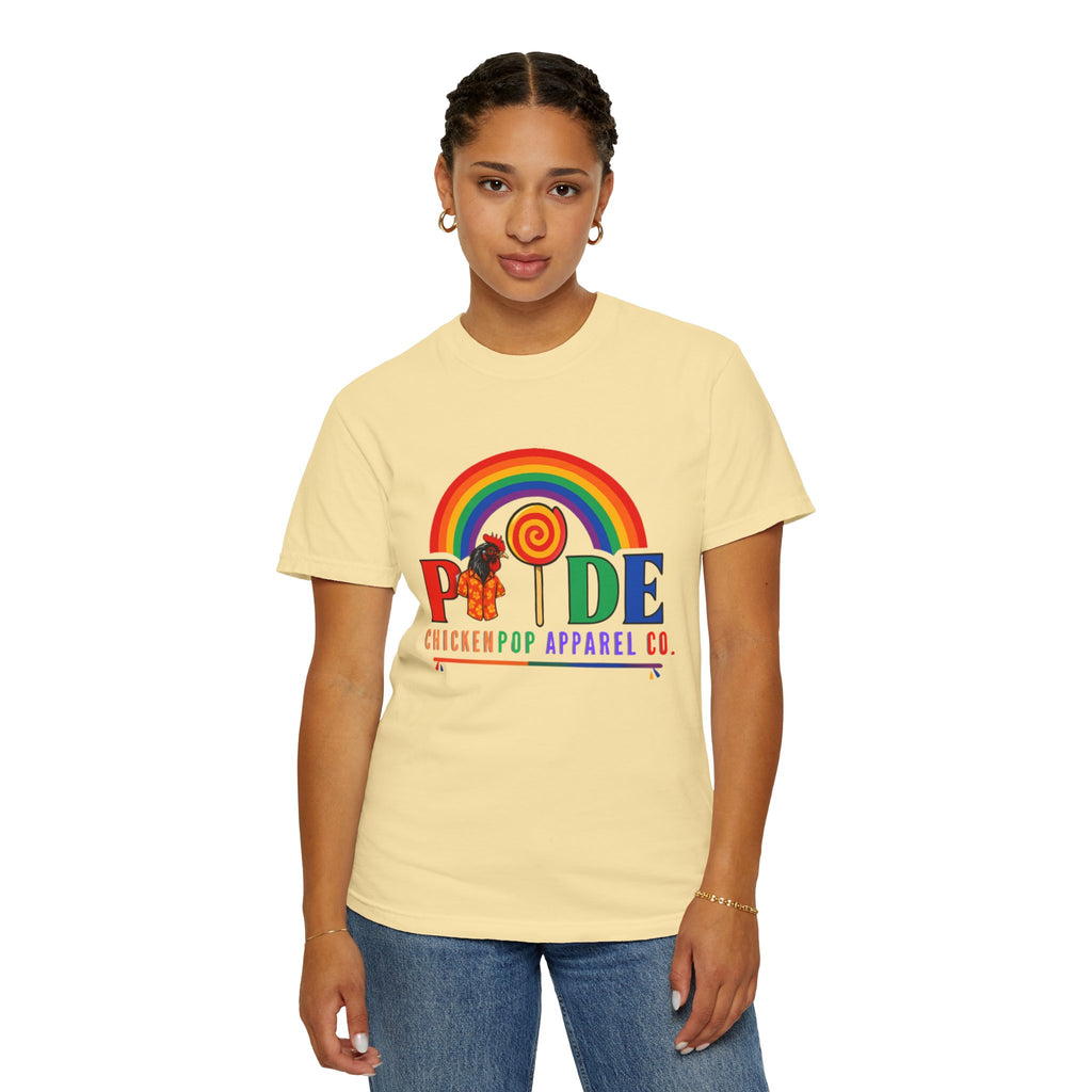 Pride Rainbow Lollipop T-Shirt — "PRIDE" ChickenPop Apparel Co. Graphic Tee