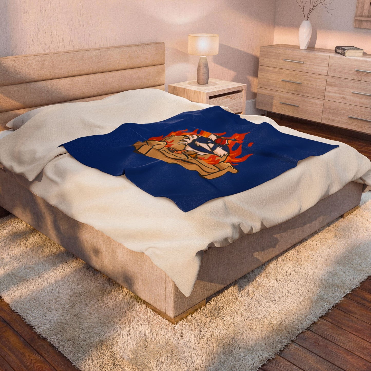 Big Rich Energy™ “Burning Down the Couch” Velveteen Plush Blanket – Funny Chicken Meme Throw Blanket, Cozy Gift for WV Fans & Couch Potato Legends